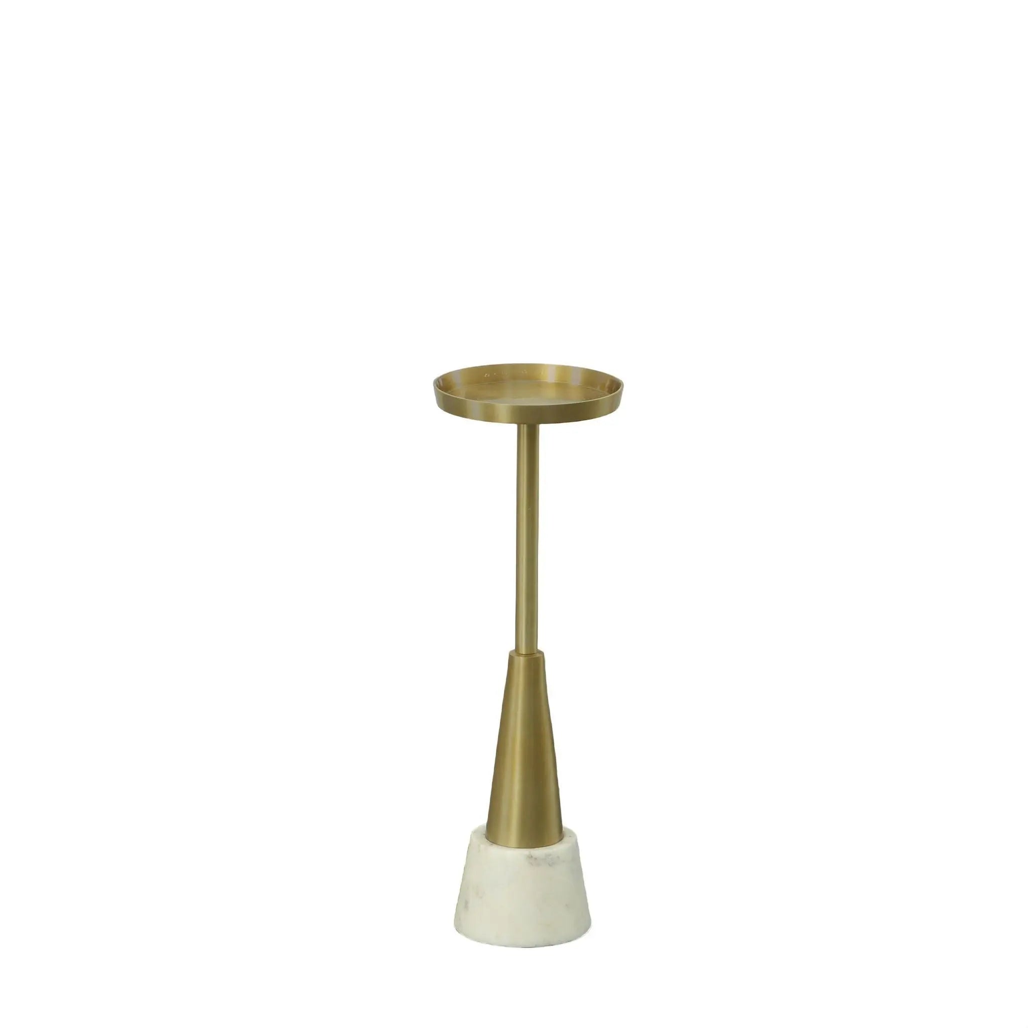24" Gold and White Metal Round Pedestal End Table Homeroots Living Room