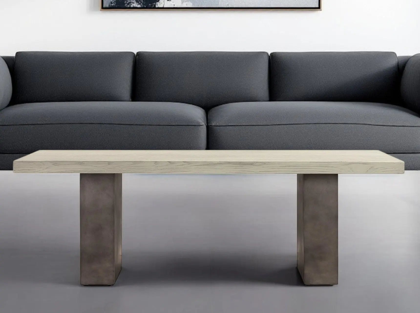 24" Gray And Dark Gray Solid Wood And Concrete Coffee Table Homeroots Living Room