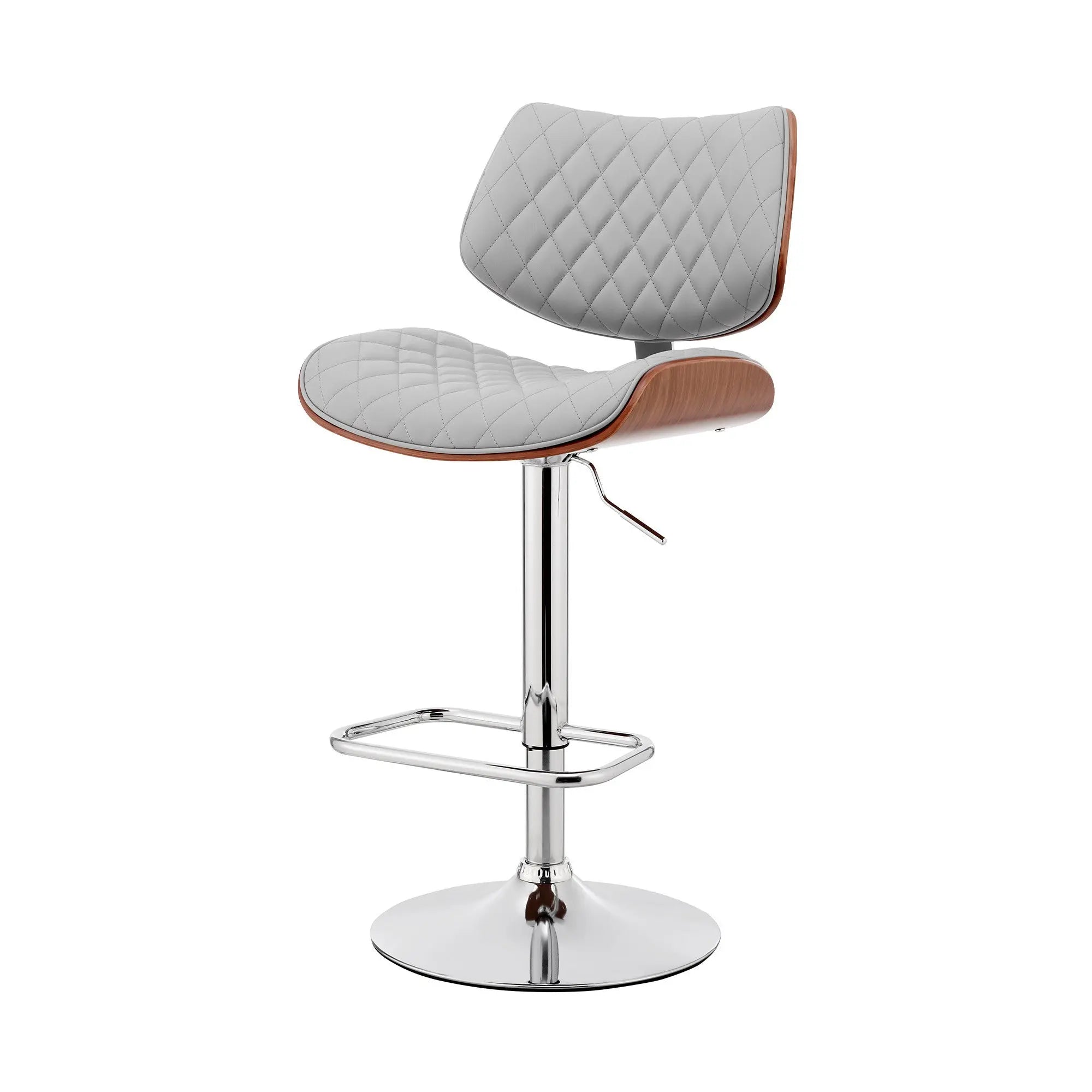 24" Gray And Silver Faux Leather And Iron Swivel Low Back Adjustable Height Bar Chair Homeroots Living Room