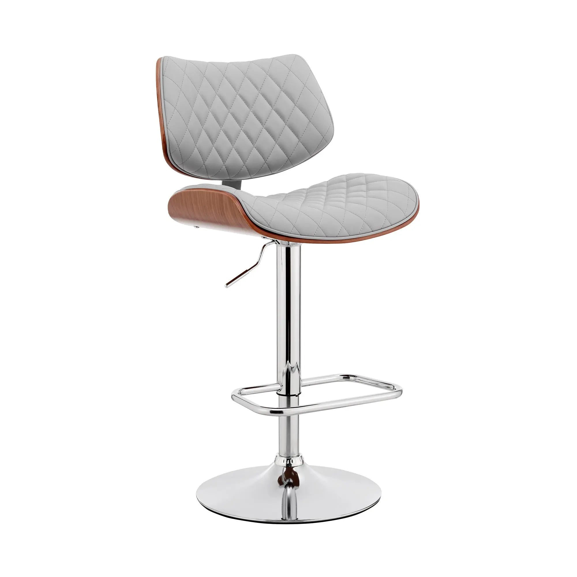 24" Gray And Silver Faux Leather And Iron Swivel Low Back Adjustable Height Bar Chair Homeroots Living Room
