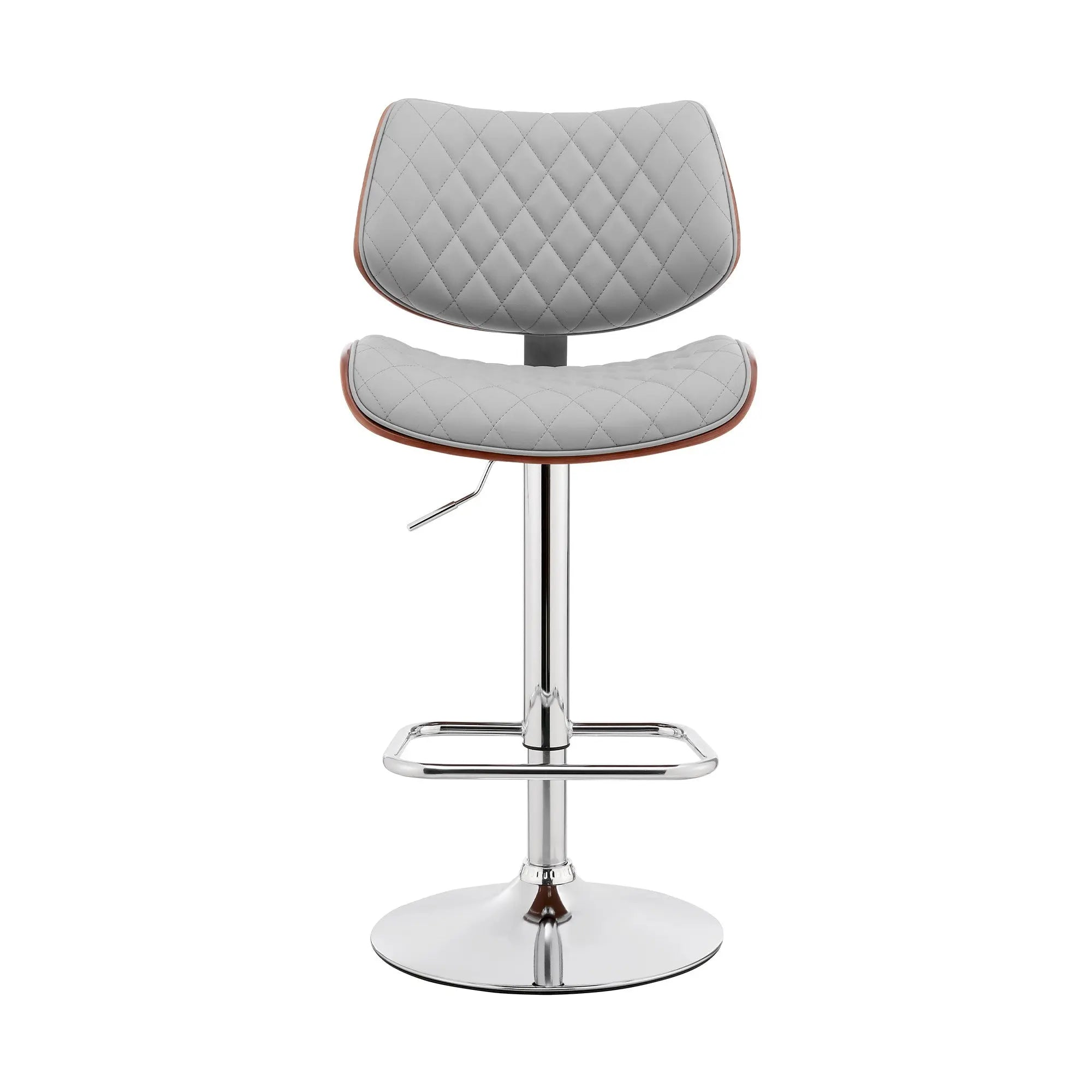 24" Gray And Silver Faux Leather And Iron Swivel Low Back Adjustable Height Bar Chair Homeroots Living Room