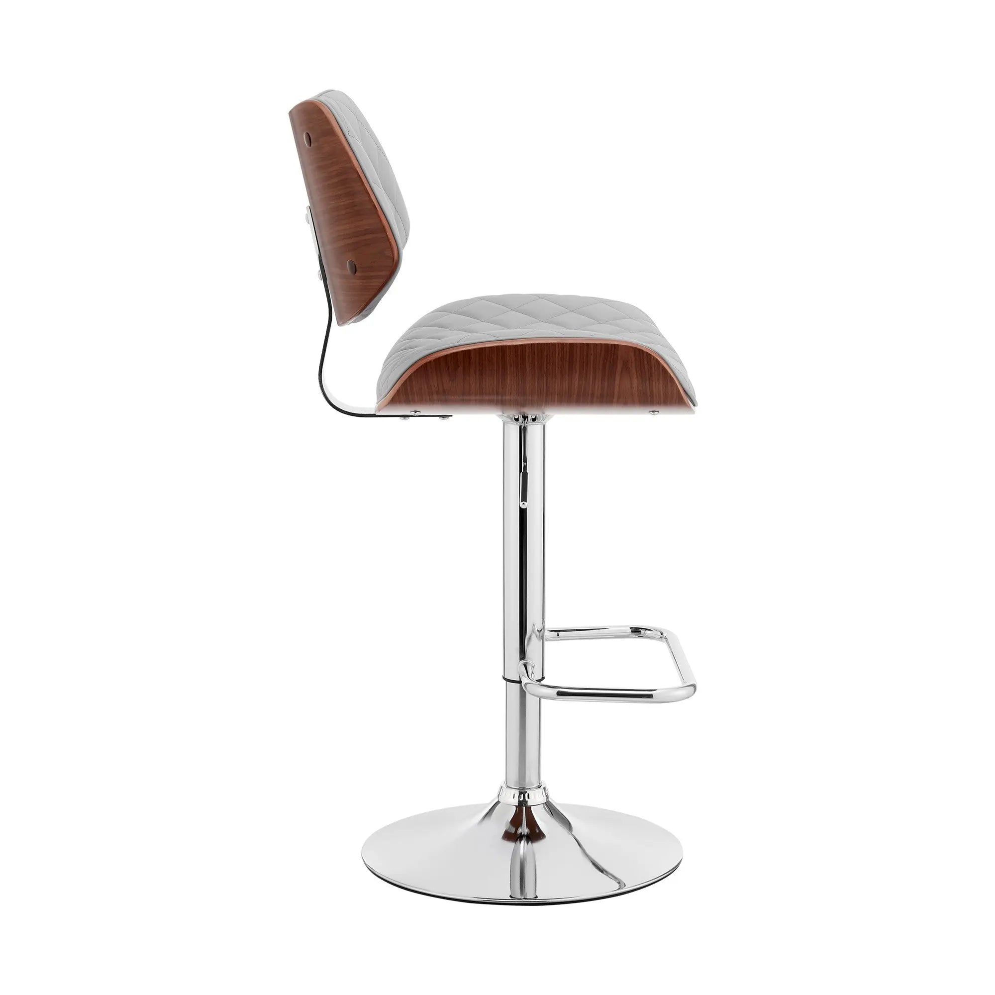 24" Gray And Silver Faux Leather And Iron Swivel Low Back Adjustable Height Bar Chair Homeroots Living Room