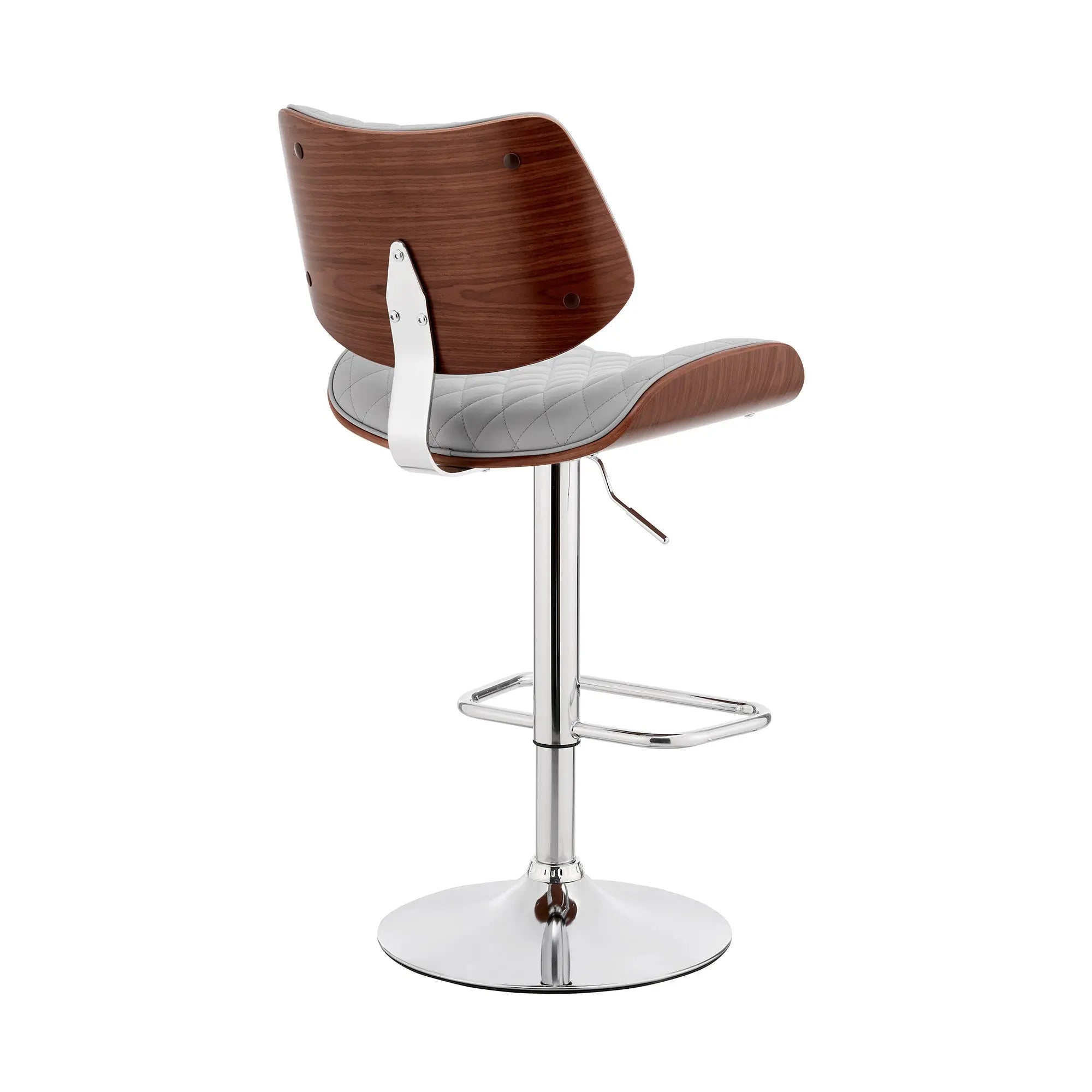 24" Gray And Silver Faux Leather And Iron Swivel Low Back Adjustable Height Bar Chair Homeroots Living Room