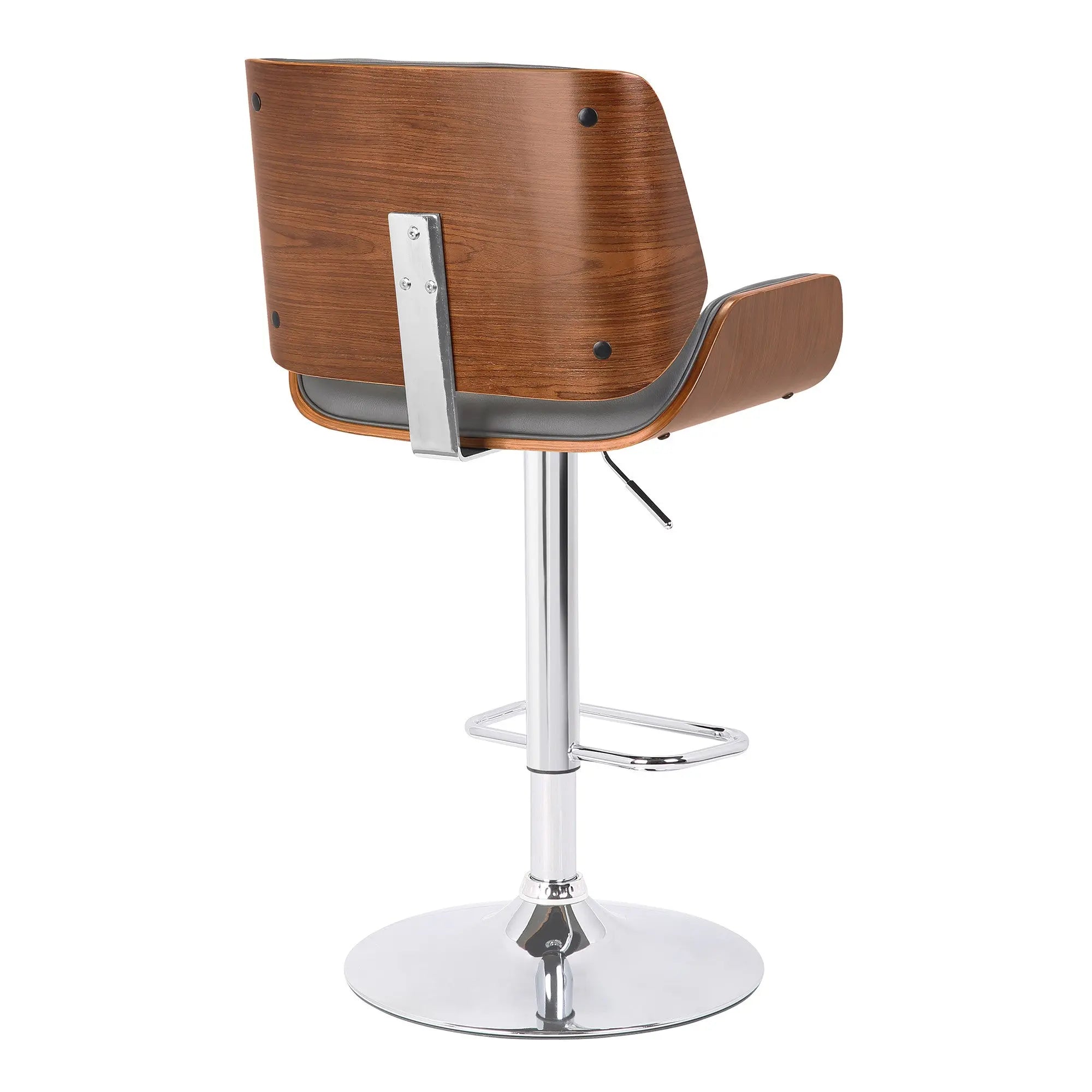 24" Gray And Silver Iron Swivel Low Back Adjustable Height Bar Chair - GreatEagleInc