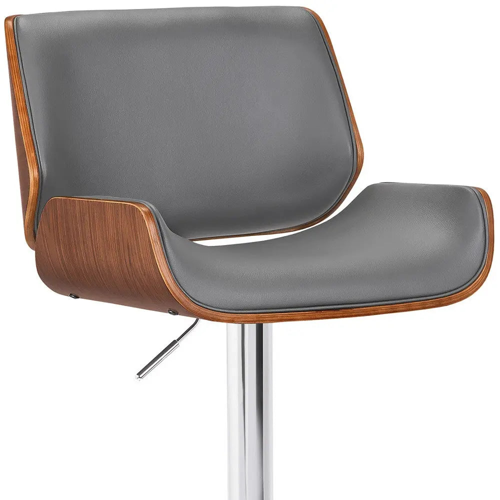 24" Gray And Silver Iron Swivel Low Back Adjustable Height Bar Chair - GreatEagleInc