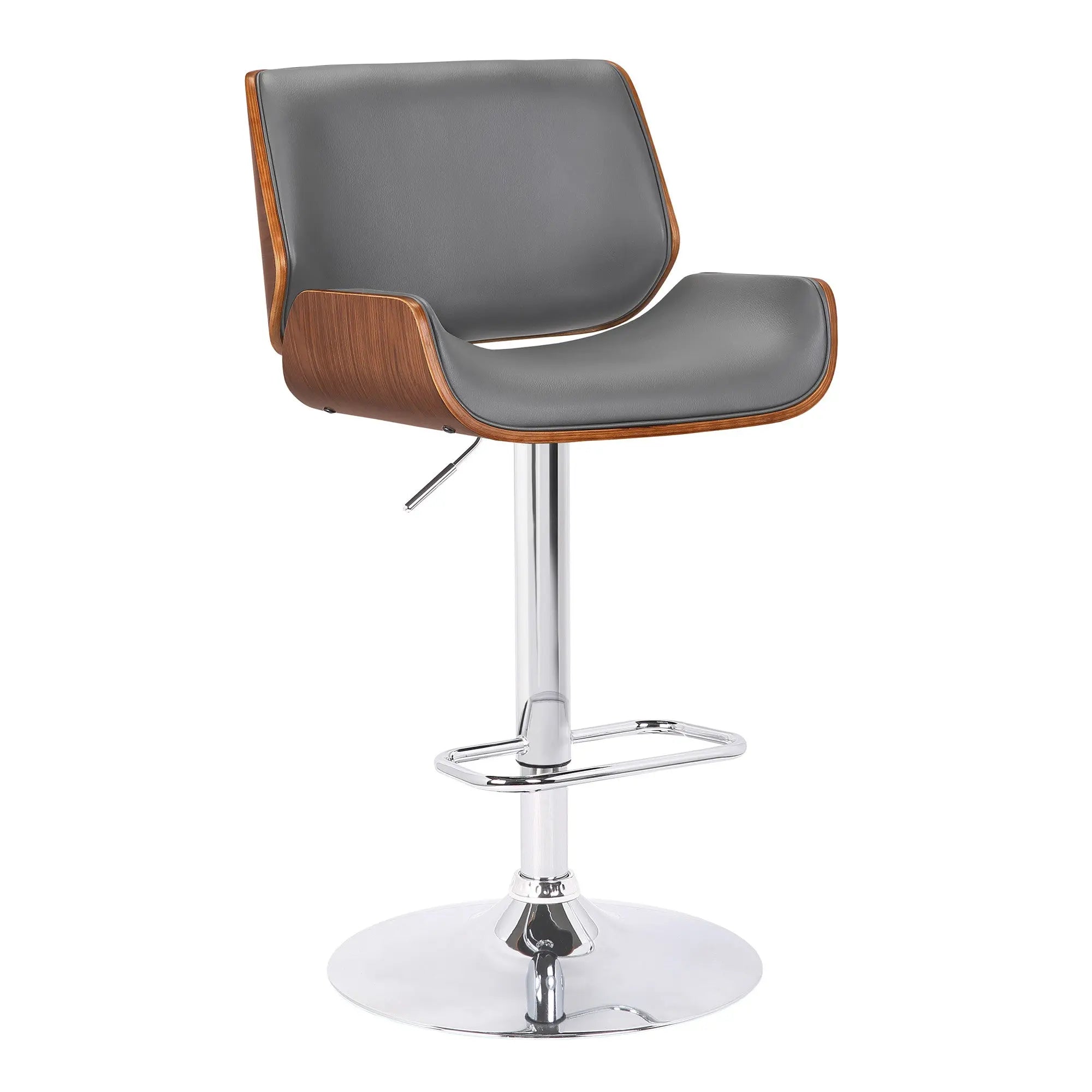 24" Gray And Silver Iron Swivel Low Back Adjustable Height Bar Chair - GreatEagleInc