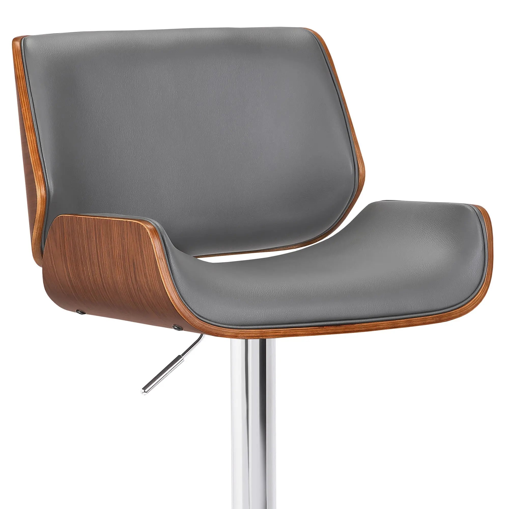 24" Gray And Silver Iron Swivel Low Back Adjustable Height Bar Chair - GreatEagleInc