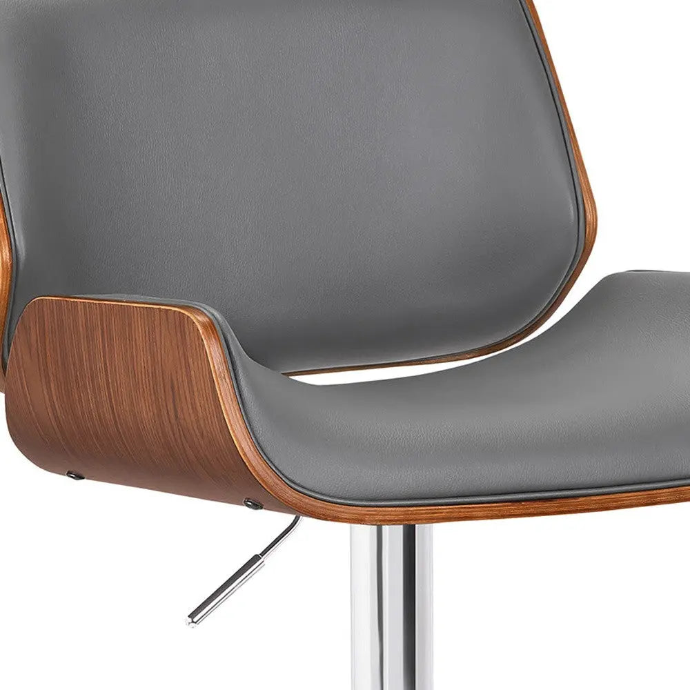 24" Gray And Silver Iron Swivel Low Back Adjustable Height Bar Chair - GreatEagleInc