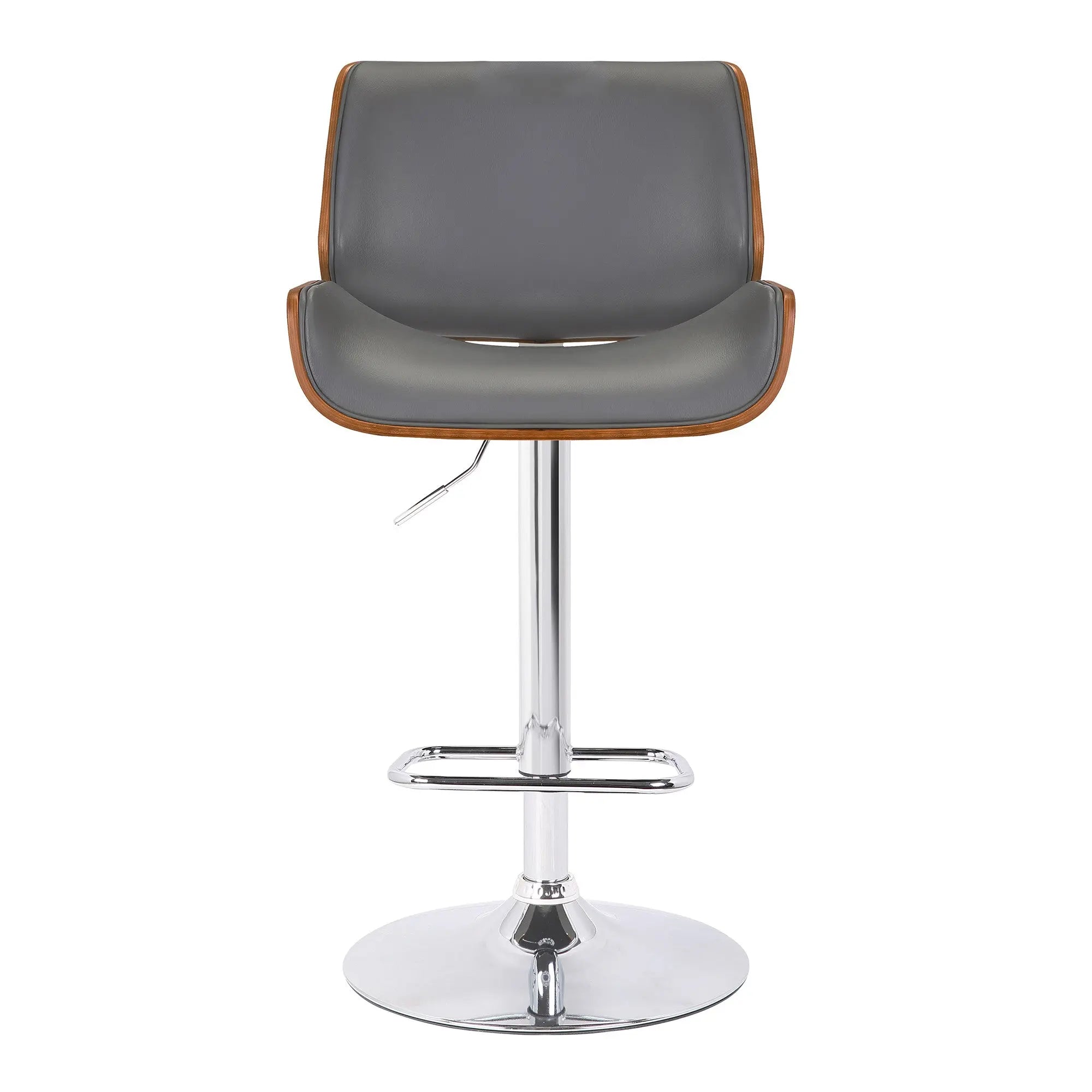 24" Gray And Silver Iron Swivel Low Back Adjustable Height Bar Chair - GreatEagleInc