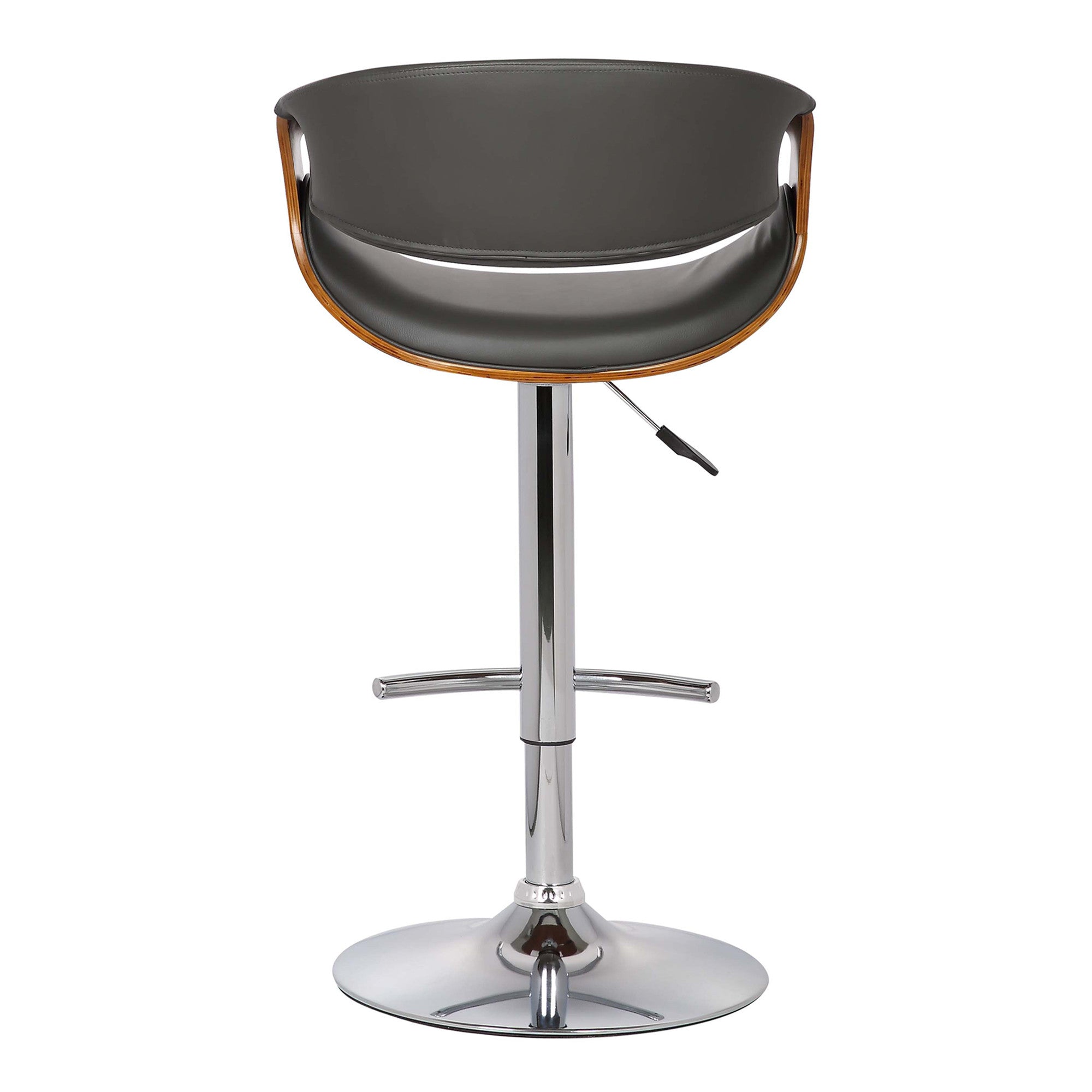 24" Gray And Silver Solid Wood Swivel Low Back Adjustable Height Bar Chair - GreatEagleInc