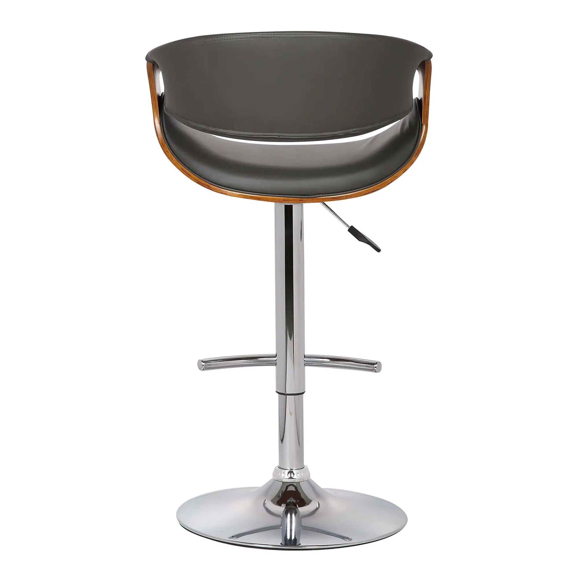 24" Gray And Silver Solid Wood Swivel Low Back Adjustable Height Bar Chair - GreatEagleInc