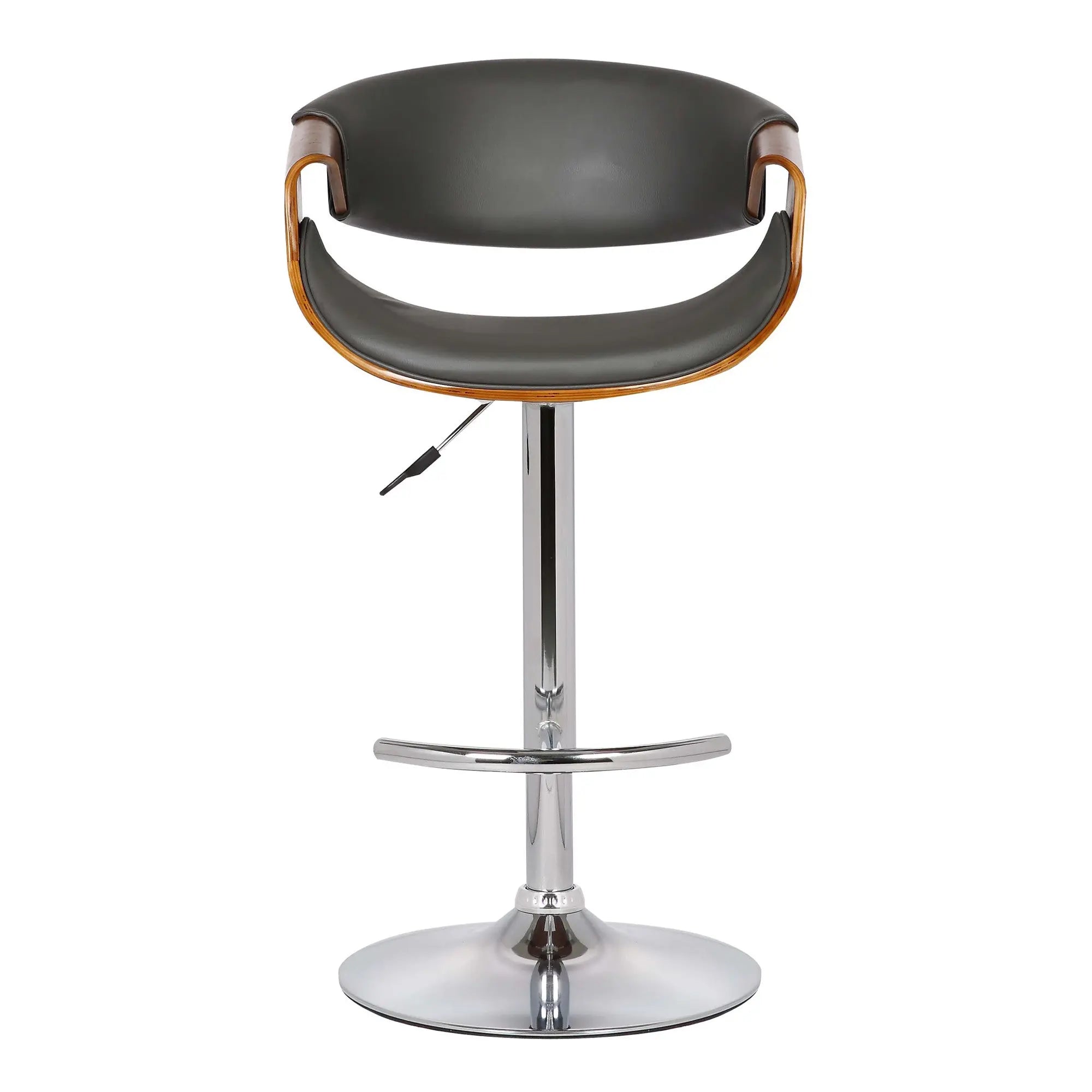 24" Gray And Silver Solid Wood Swivel Low Back Adjustable Height Bar Chair - GreatEagleInc