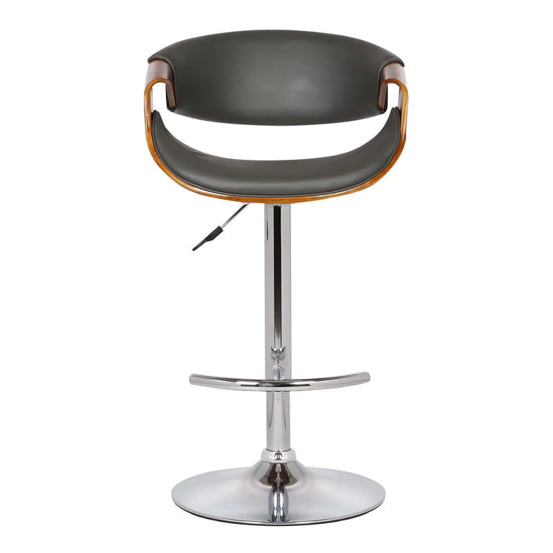 24" Gray And Silver Solid Wood Swivel Low Back Adjustable Height Bar Chair - GreatEagleInc
