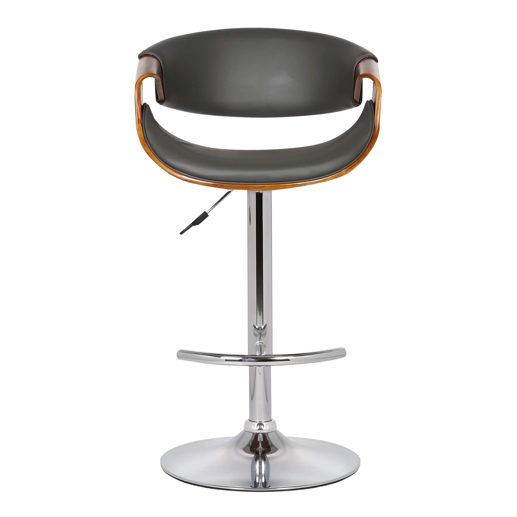 24" Gray And Silver Solid Wood Swivel Low Back Adjustable Height Bar Chair - GreatEagleInc