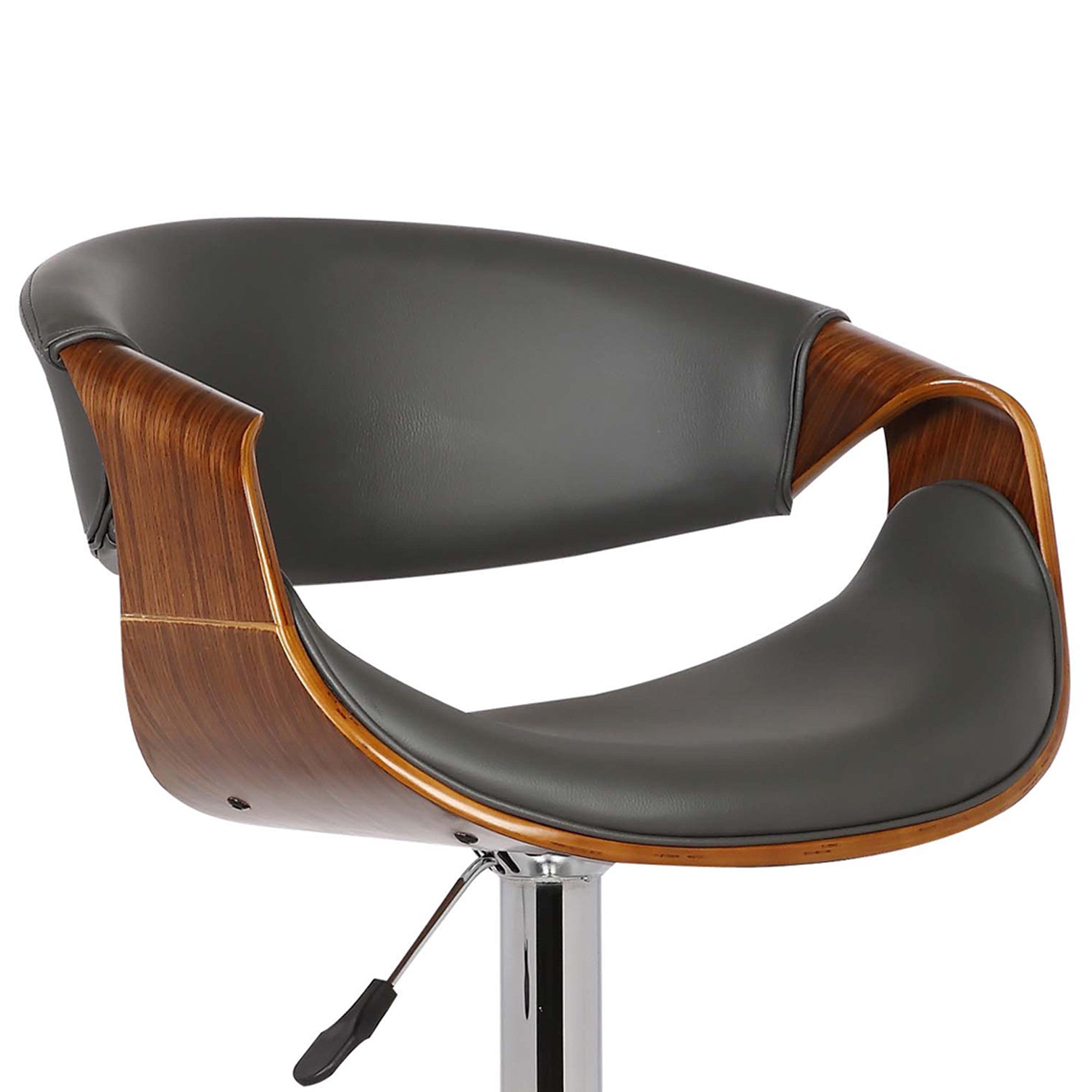 24" Gray And Silver Solid Wood Swivel Low Back Adjustable Height Bar Chair - GreatEagleInc