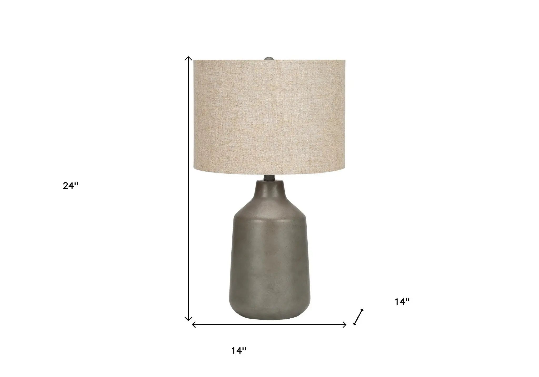 24" Gray Concrete Urn Table Lamp With Beige Drum Shade Homeroots Lighting
