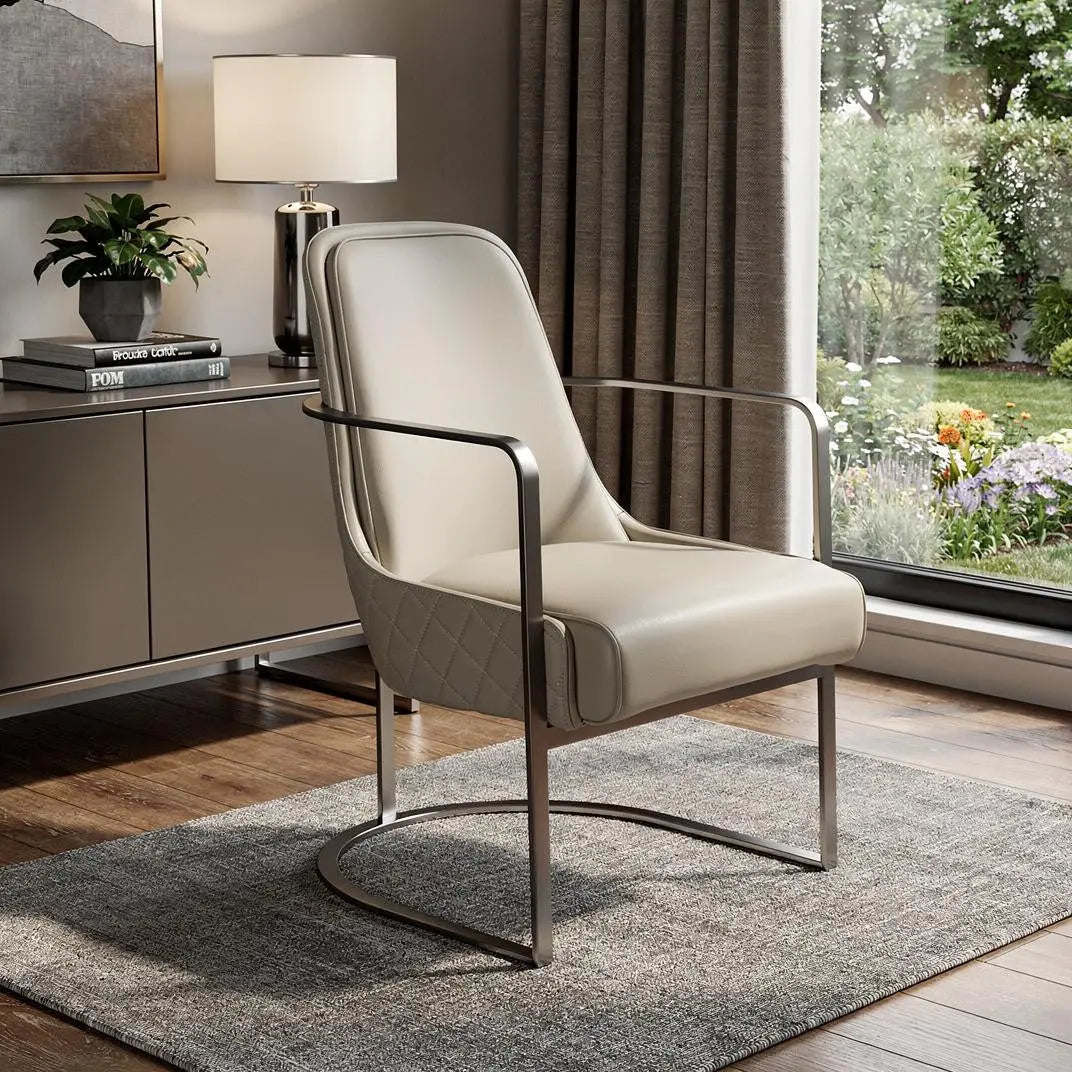24" Gray Faux Leather and Metal Lounge Chair Homeroots Living Room