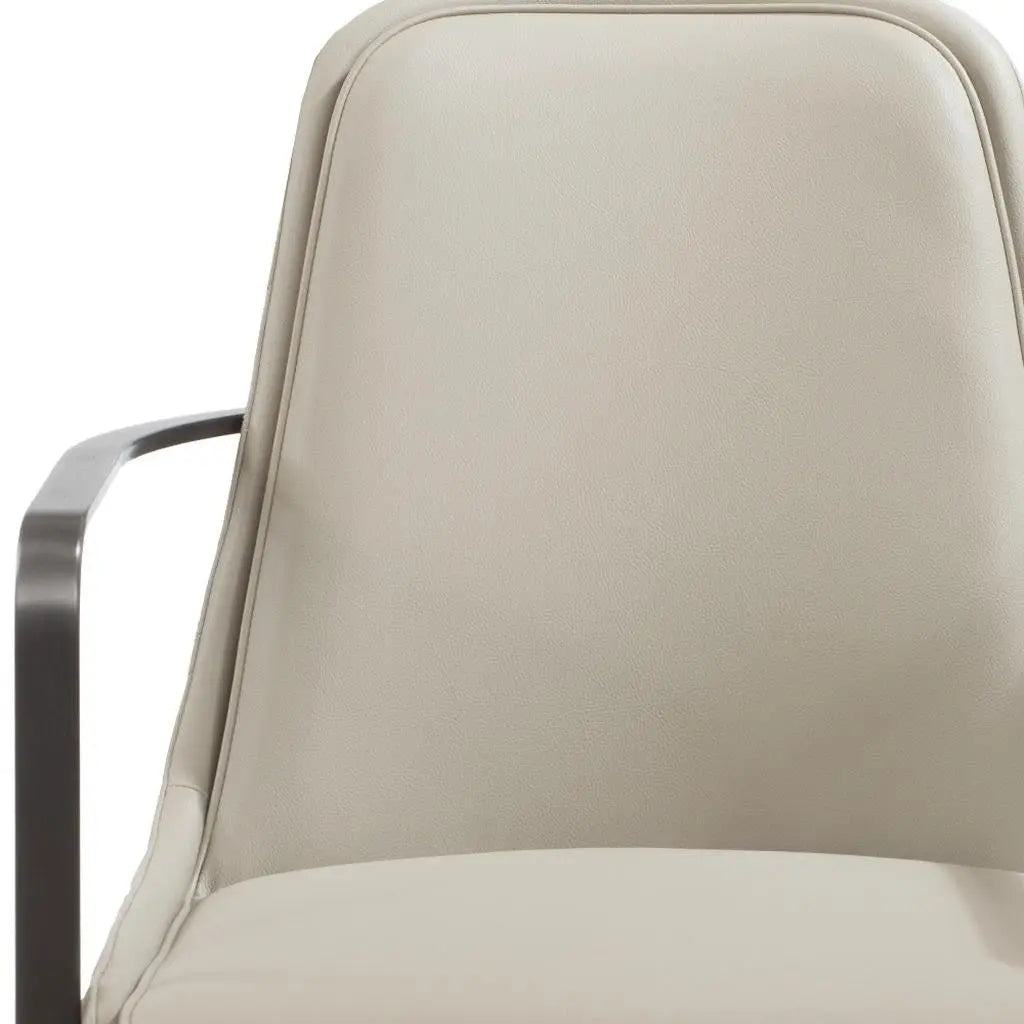 24" Gray Faux Leather and Metal Lounge Chair Homeroots Living Room