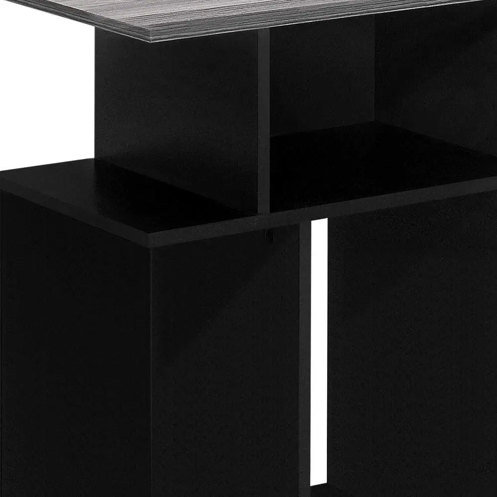 24" Gray and Black Wood Floor Shelf End Table With 6 Homeroots Living Room