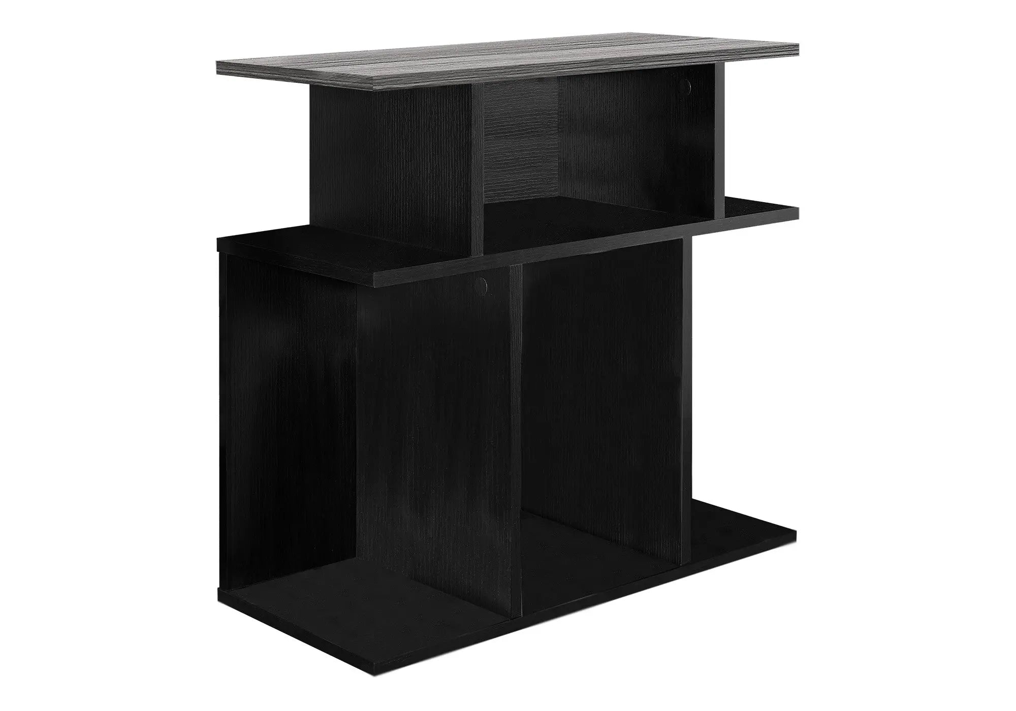 24" Gray and Black Wood Floor Shelf End Table With 6 Homeroots Living Room