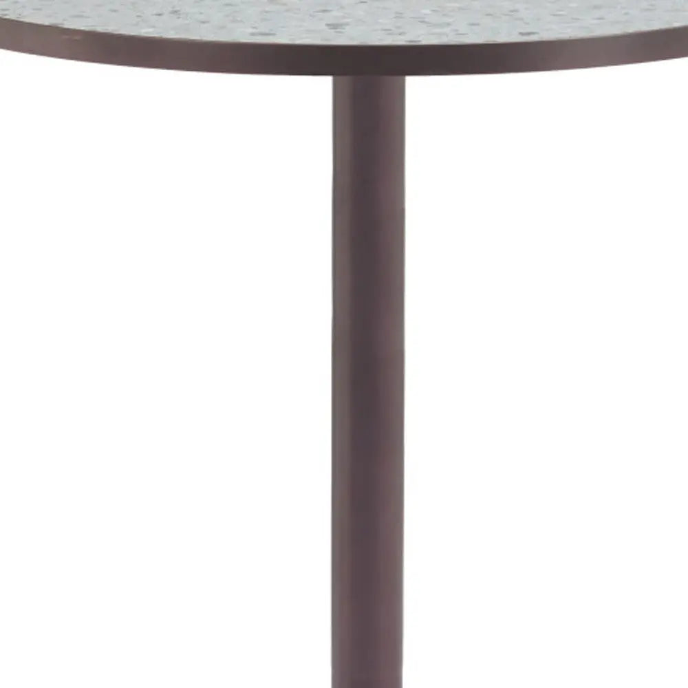 24" Gray and Bronze Wood and Steel Pedestal Base Round Top Dining Table Homeroots Kitchen & Dining