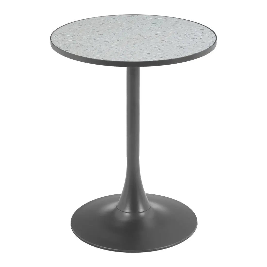 24" Gray and Bronze Wood and Steel Pedestal Base Round Top Dining Table Homeroots Kitchen & Dining