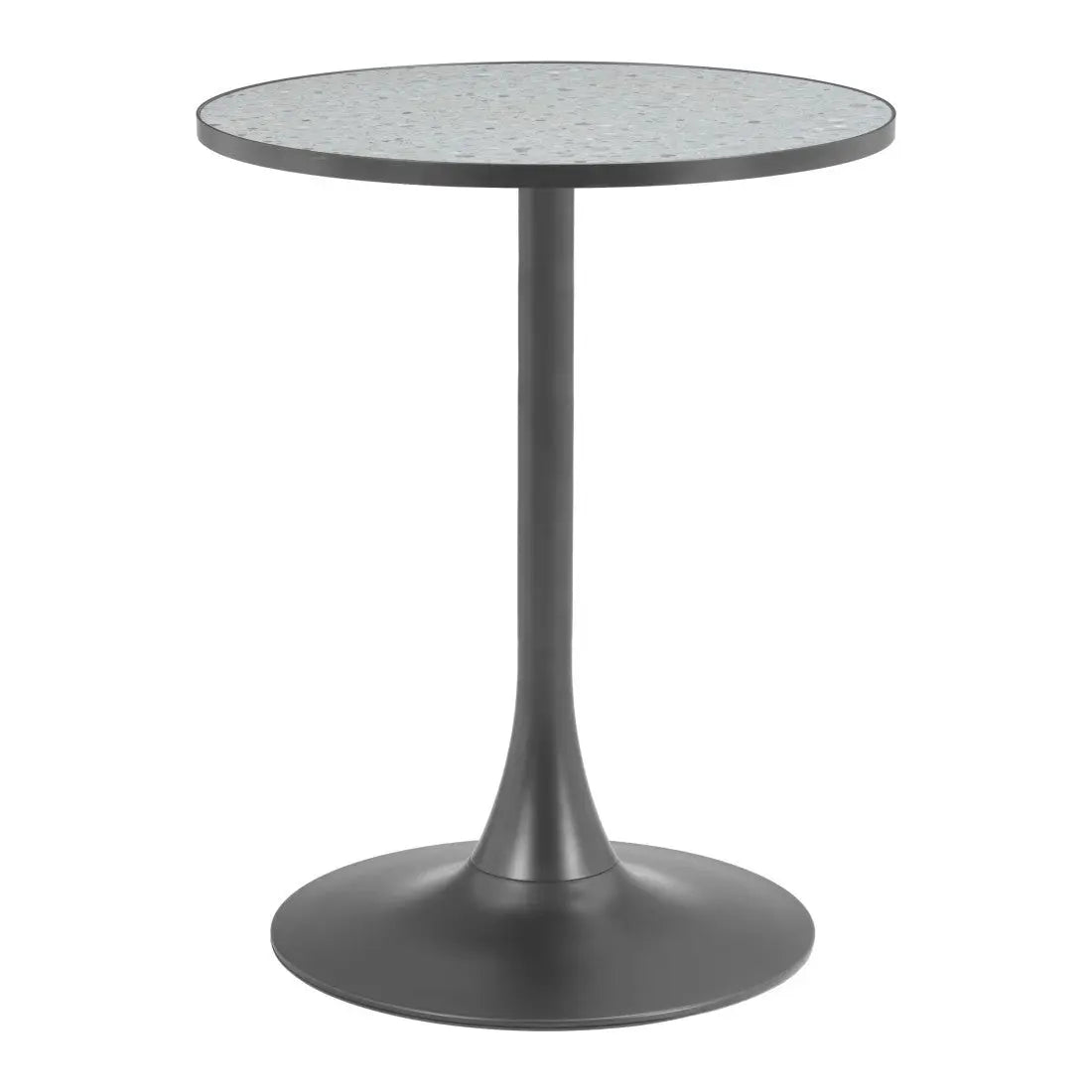 24" Gray and Bronze Wood and Steel Pedestal Base Round Top Dining Table Homeroots Kitchen & Dining