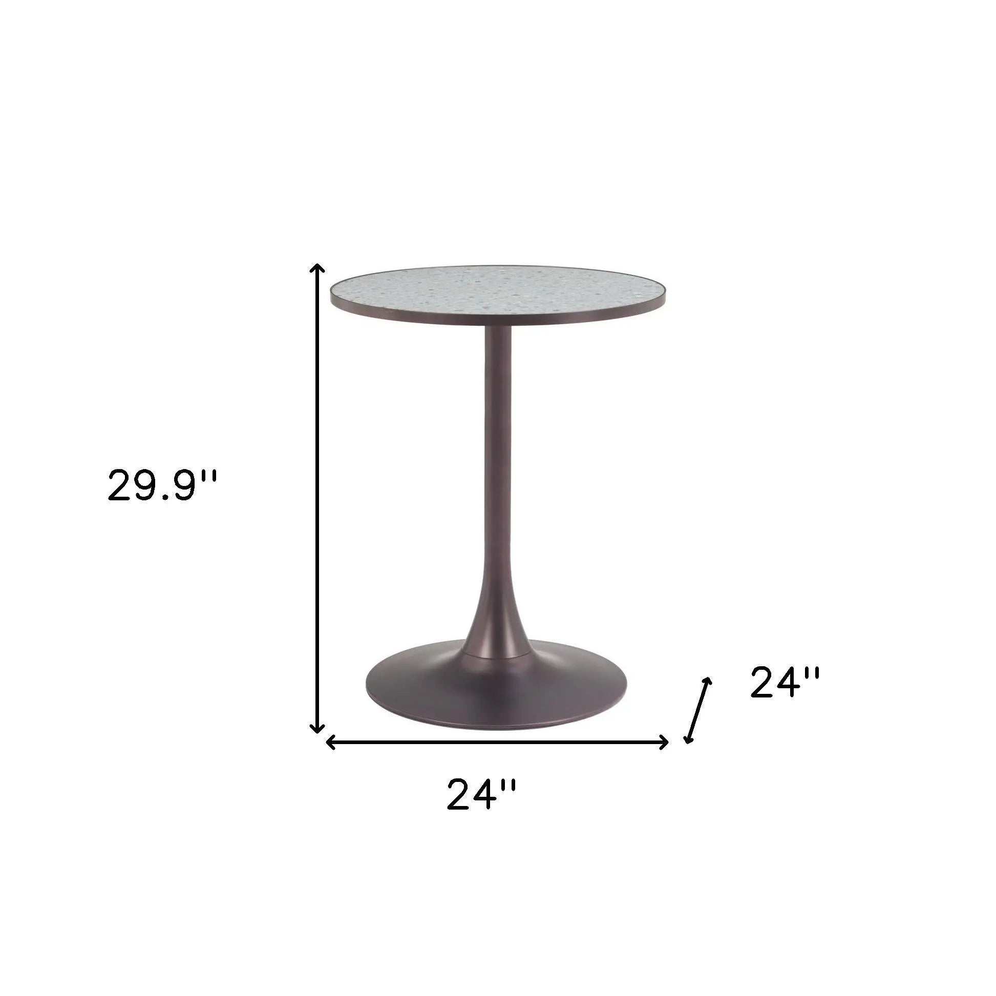 24" Gray and Bronze Wood and Steel Pedestal Base Round Top Dining Table Homeroots Kitchen & Dining