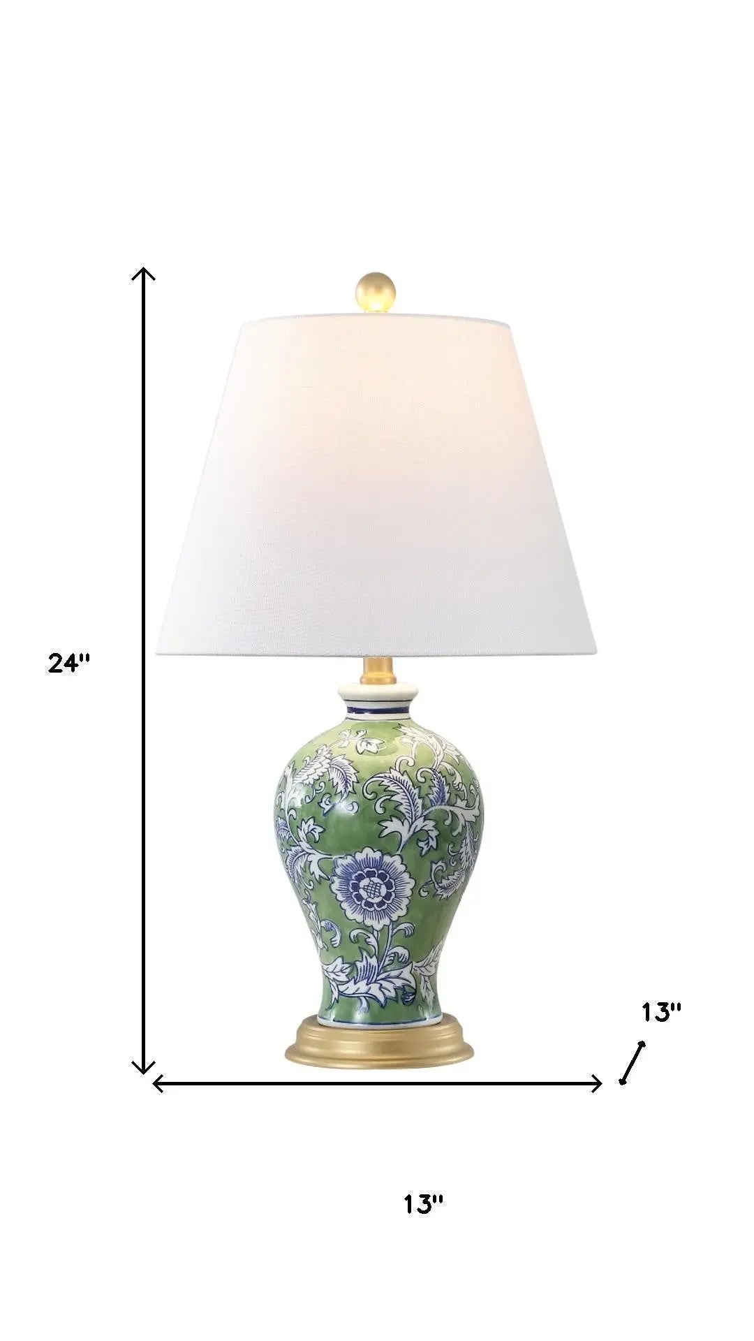 24" Green And Gold Urn Table Lamp With Empire Shade Homeroots Lighting