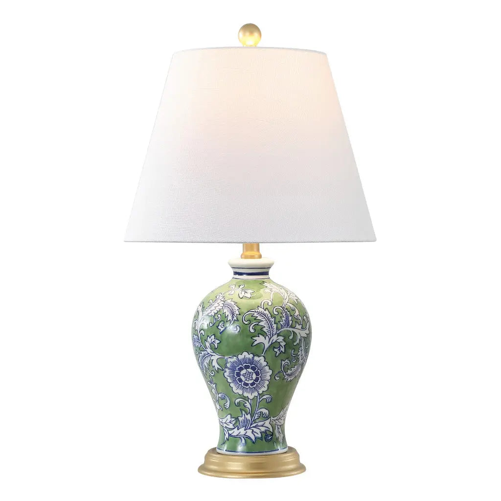 24" Green And Gold Urn Table Lamp With Empire Shade Homeroots Lighting