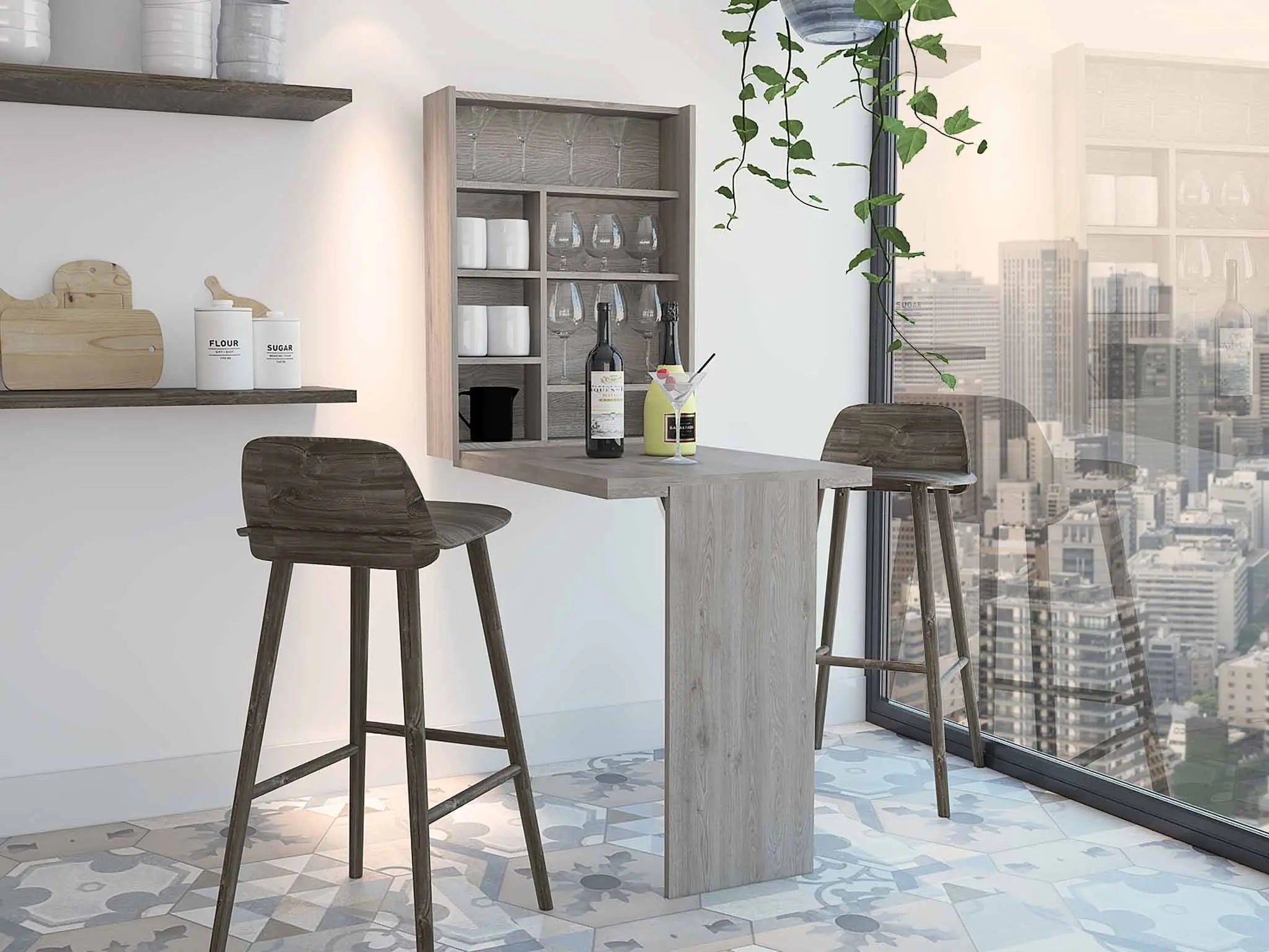 24" Light Gray Floating Desk Homeroots Office