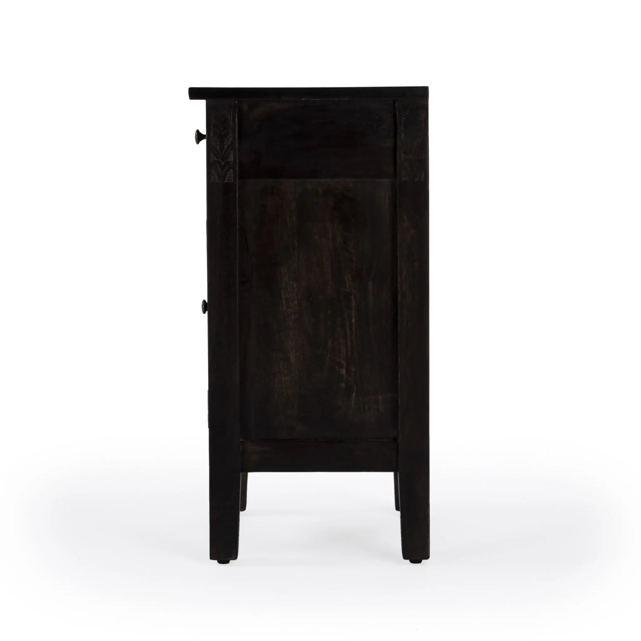 24" Natural Brown Solid Wood End Table With Door and Drawer Homeroots Living Room