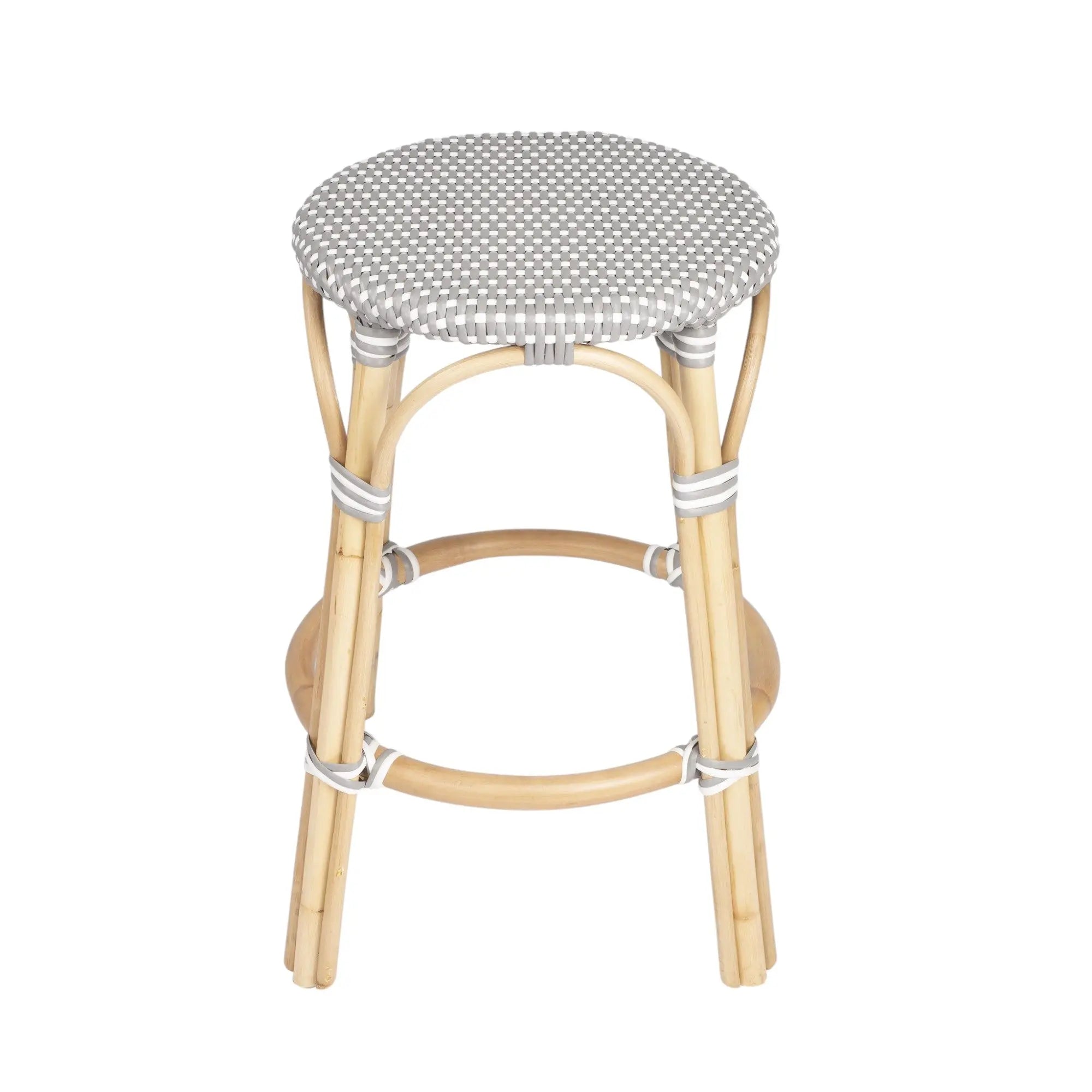 24" Natural Gray And Heavy Duty Plastic and Rattan Backless Counter Height Bar Chair - GreatEagleInc