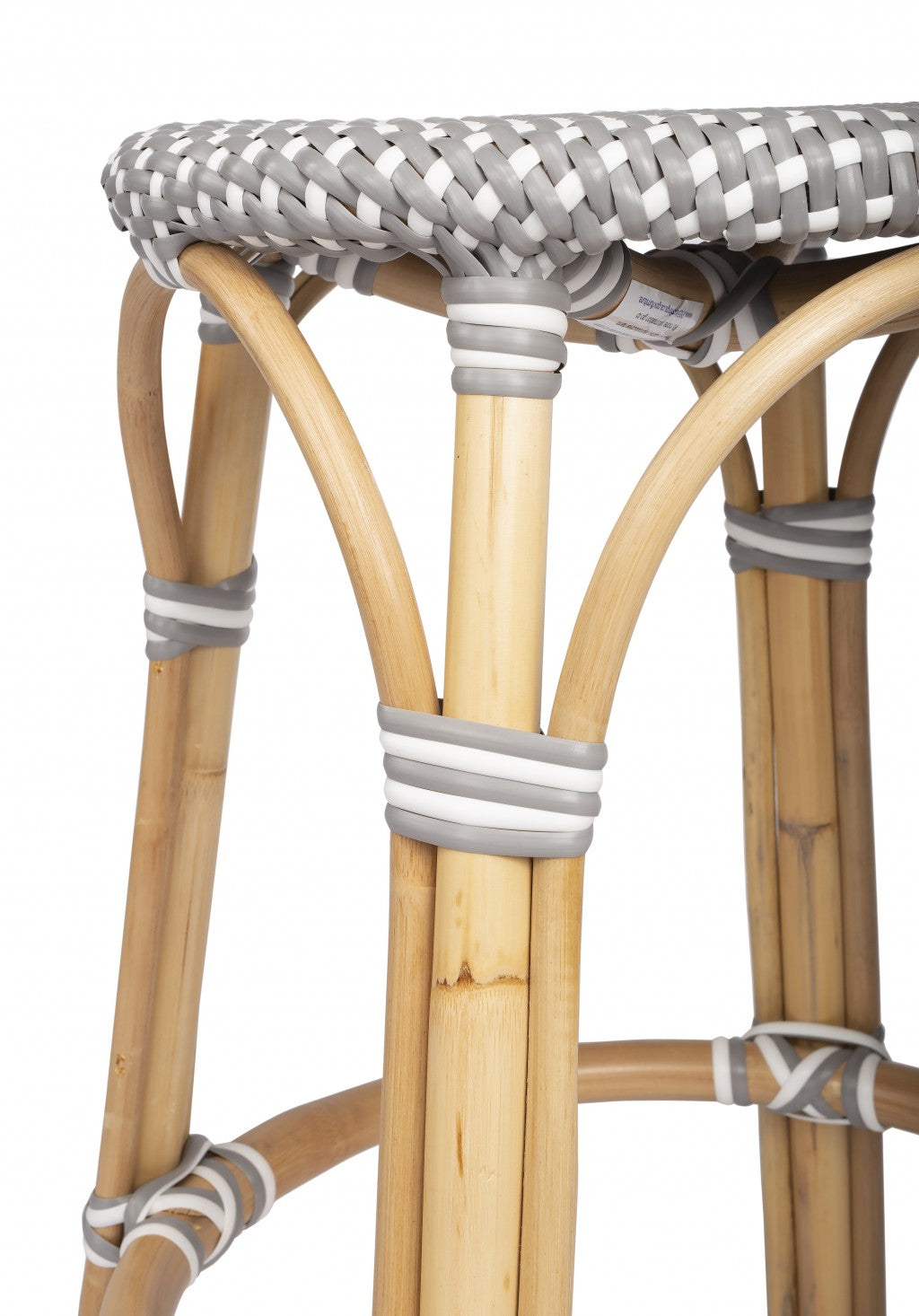 24" Natural Gray And Heavy Duty Plastic and Rattan Backless Counter Height Bar Chair - GreatEagleInc
