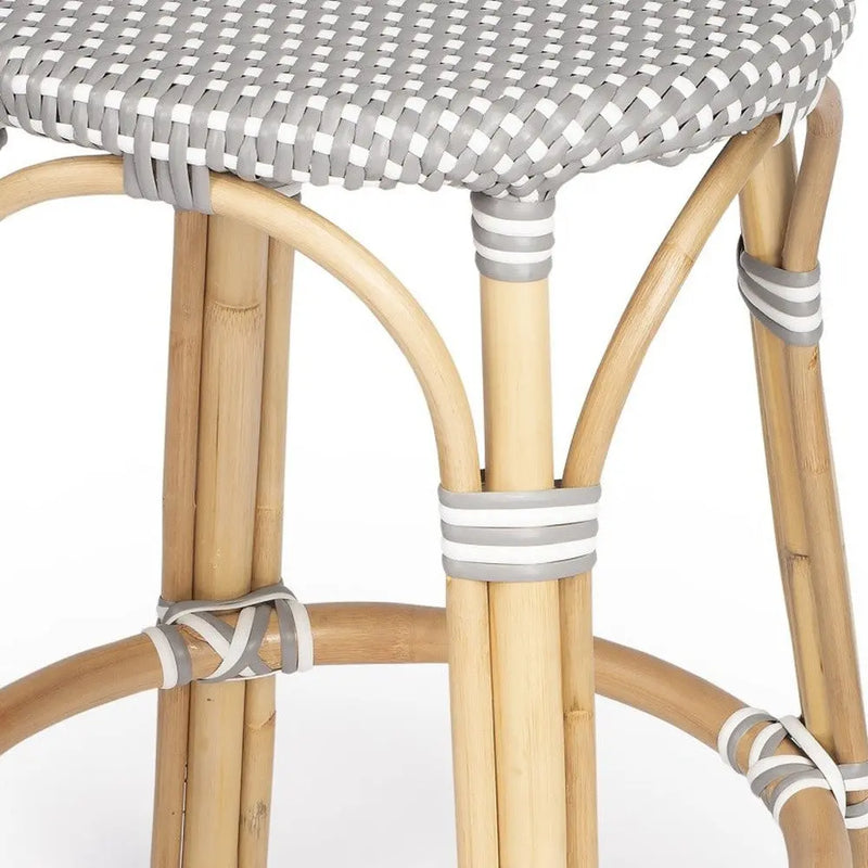 24" Natural Gray And Heavy Duty Plastic and Rattan Backless Counter Height Bar Chair - GreatEagleInc