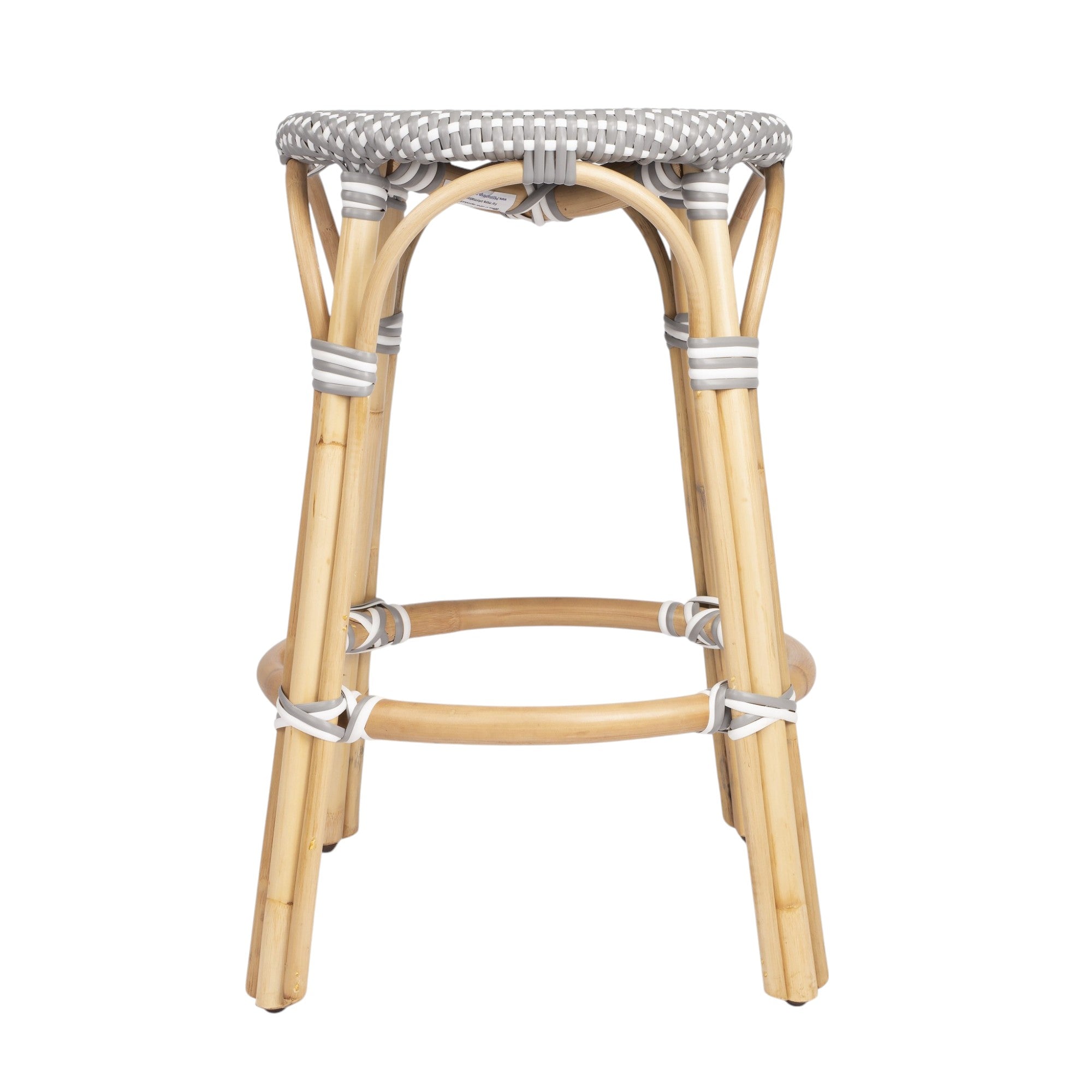 24" Natural Gray And Heavy Duty Plastic and Rattan Backless Counter Height Bar Chair - GreatEagleInc