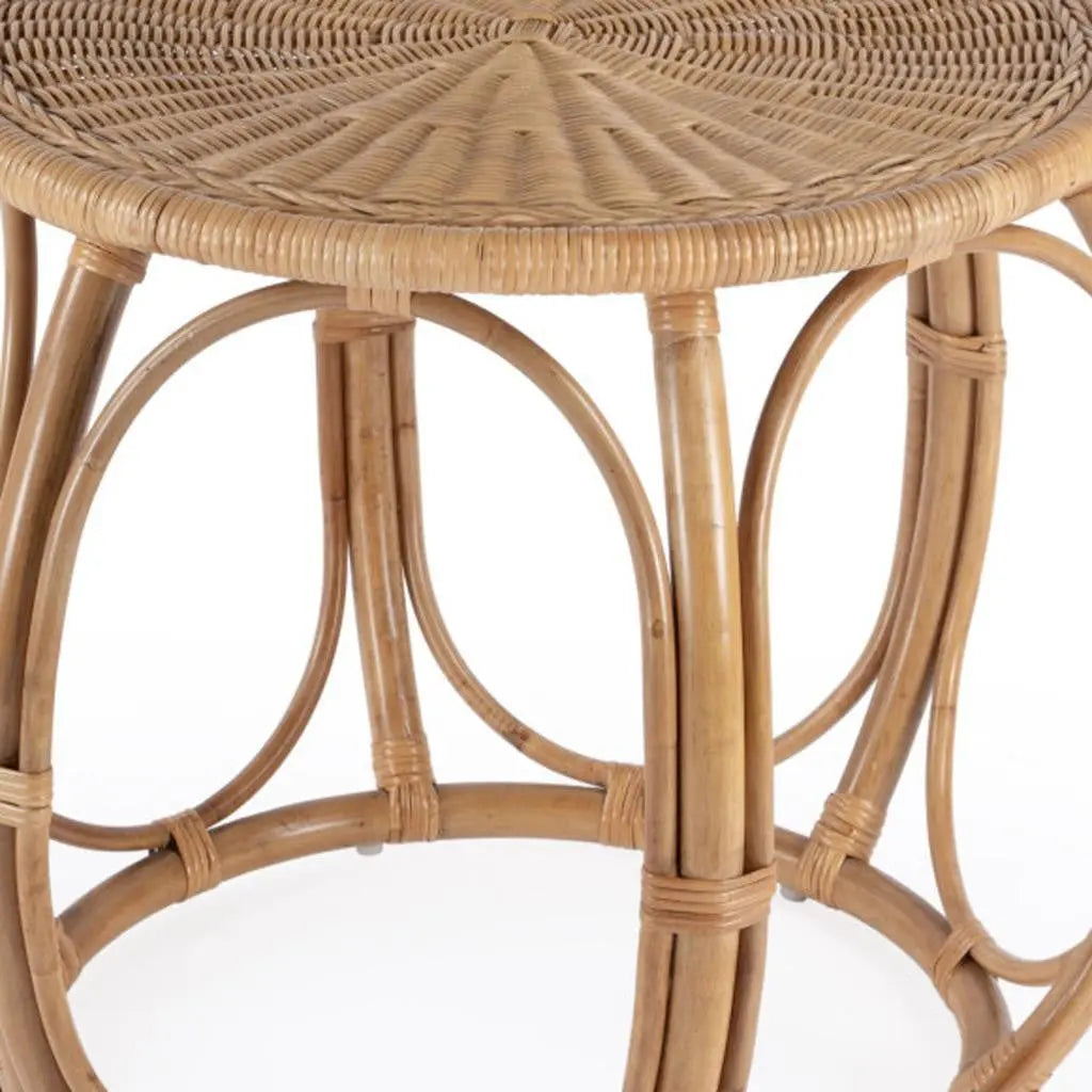 24" Natural Rattan Round Drum End Table - GreatEagleInc