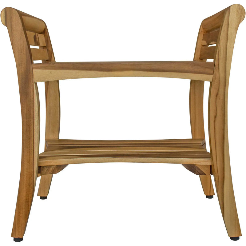 24" Natural Solid Teak Wood Shower Bench With Handles Homeroots Bed & Bath