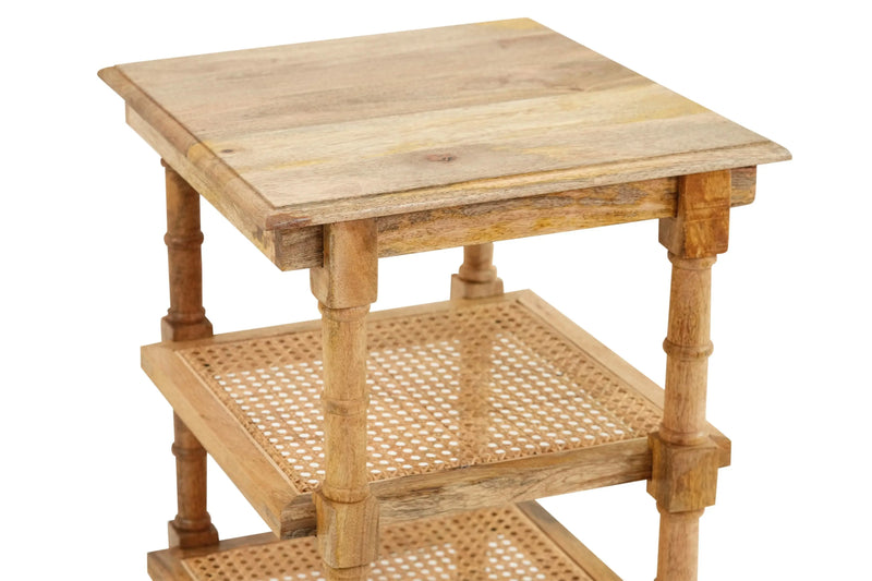 24" Natural Solid Wood End Table With Two Shelves Homeroots Living Room