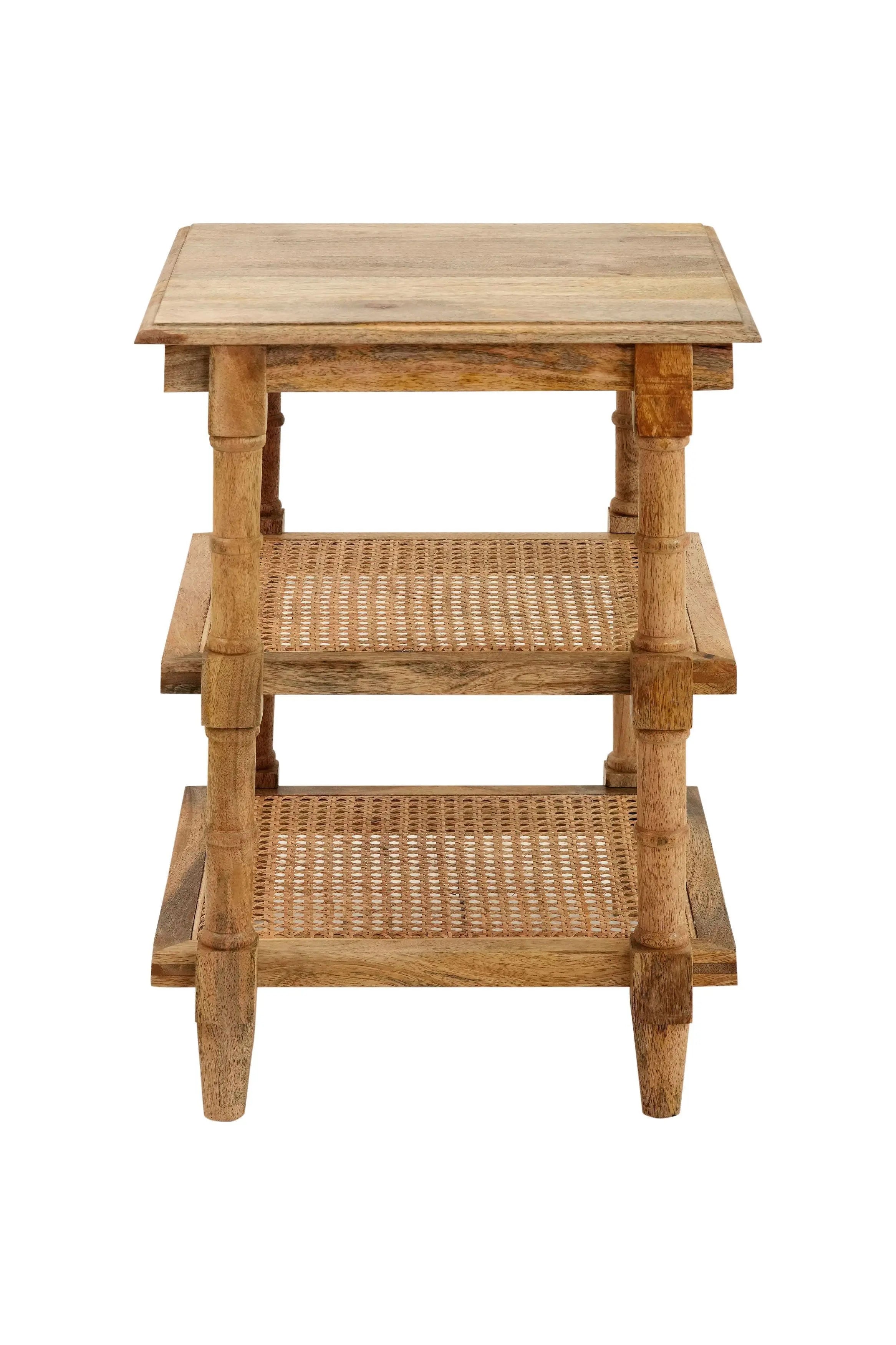 24" Natural Solid Wood End Table With Two Shelves Homeroots Living Room