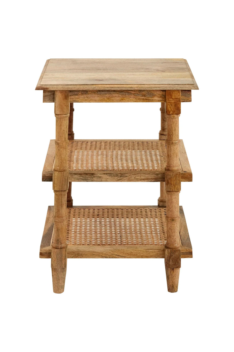 24" Natural Solid Wood End Table With Two Shelves Homeroots Living Room