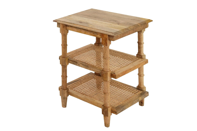 24" Natural Solid Wood End Table With Two Shelves Homeroots Living Room