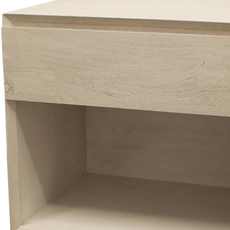 24" Natural Solid Wood Ribbed Texture One Drawer Nightstand Homeroots Bed & Bath