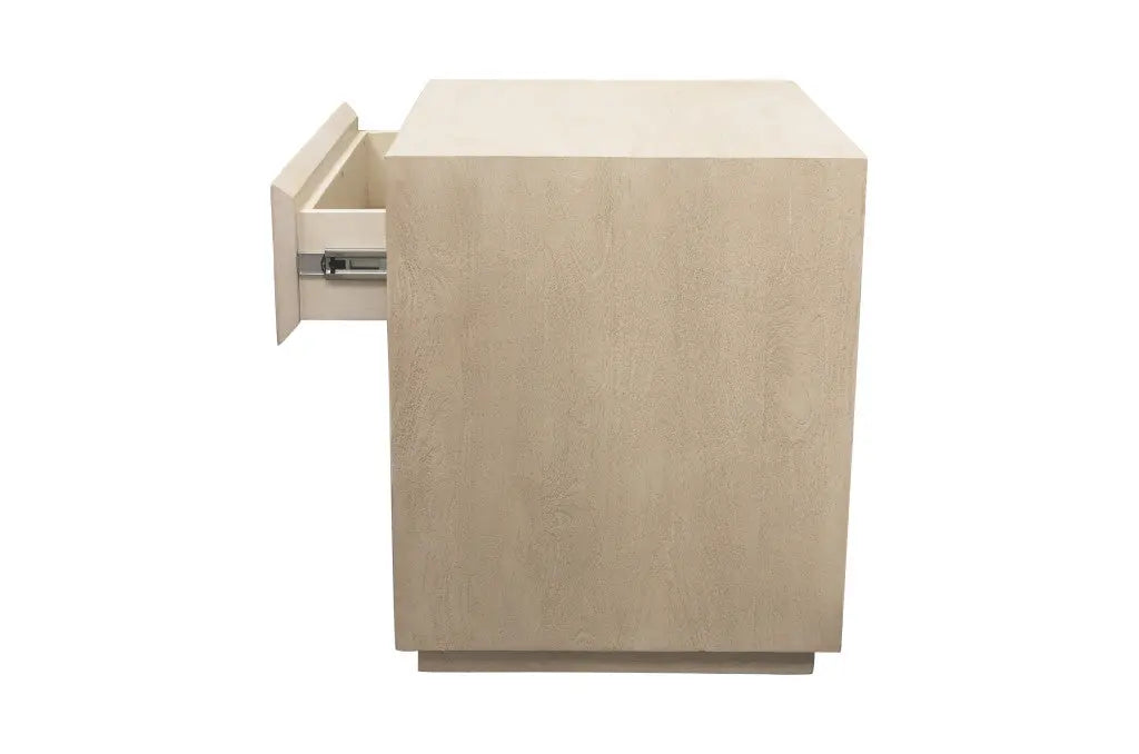 24" Natural Solid Wood Ribbed Texture One Drawer Nightstand Homeroots Bed & Bath