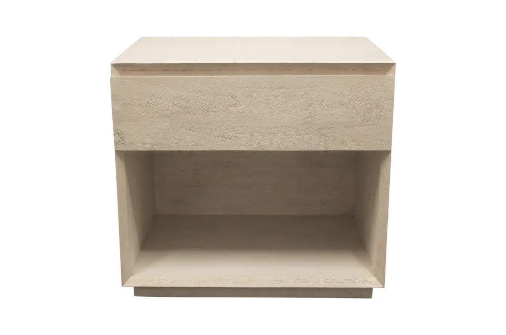 24" Natural Solid Wood Ribbed Texture One Drawer Nightstand Homeroots Bed & Bath