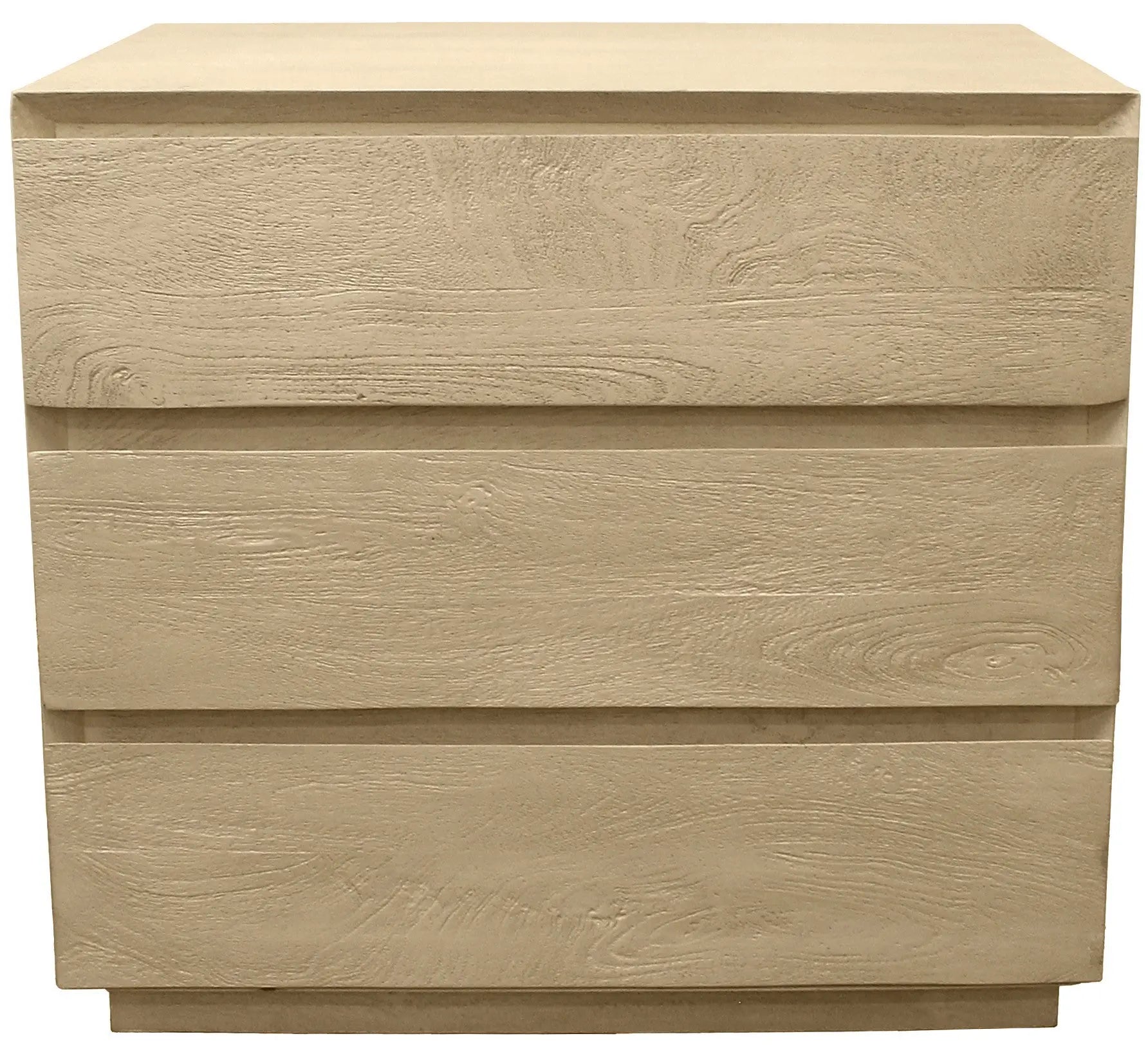 24" Natural Solid Wood Ribbed Texture Three Drawer Nightstand Homeroots Bed & Bath