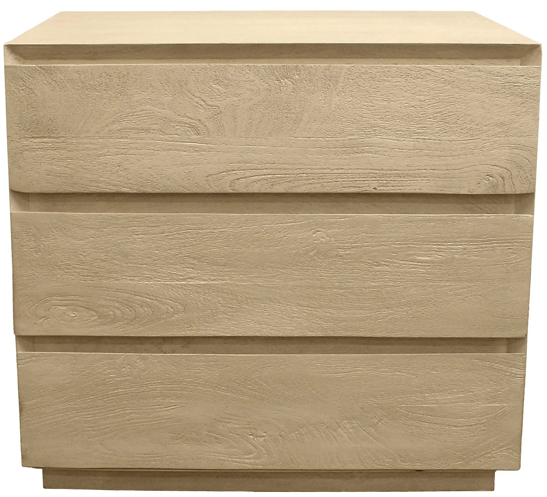 24" Natural Solid Wood Ribbed Texture Three Drawer Nightstand Homeroots Bed & Bath