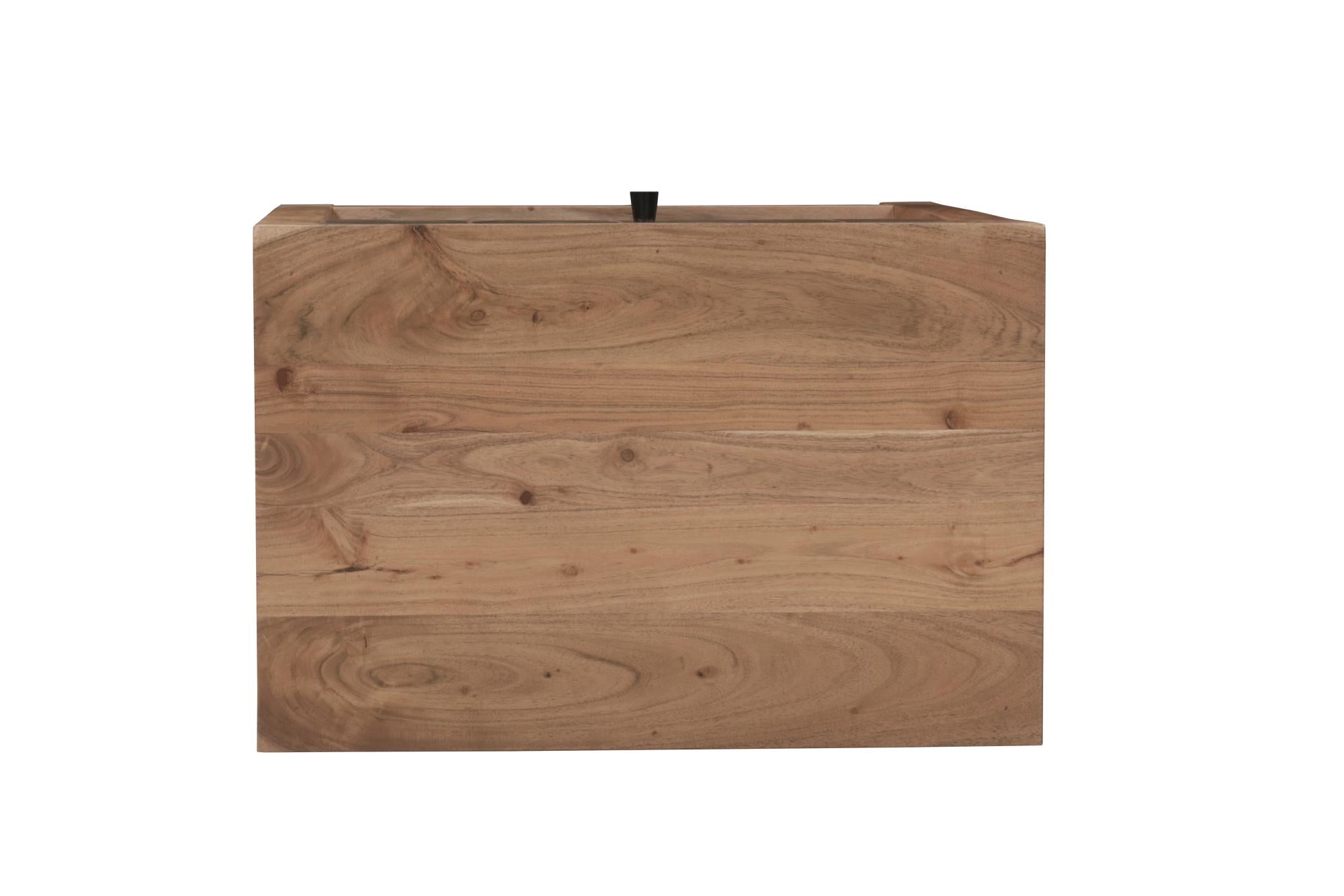 24" Natural Solid Wood Square Live Edge One Drawer Nightstand Homeroots Bed & Bath