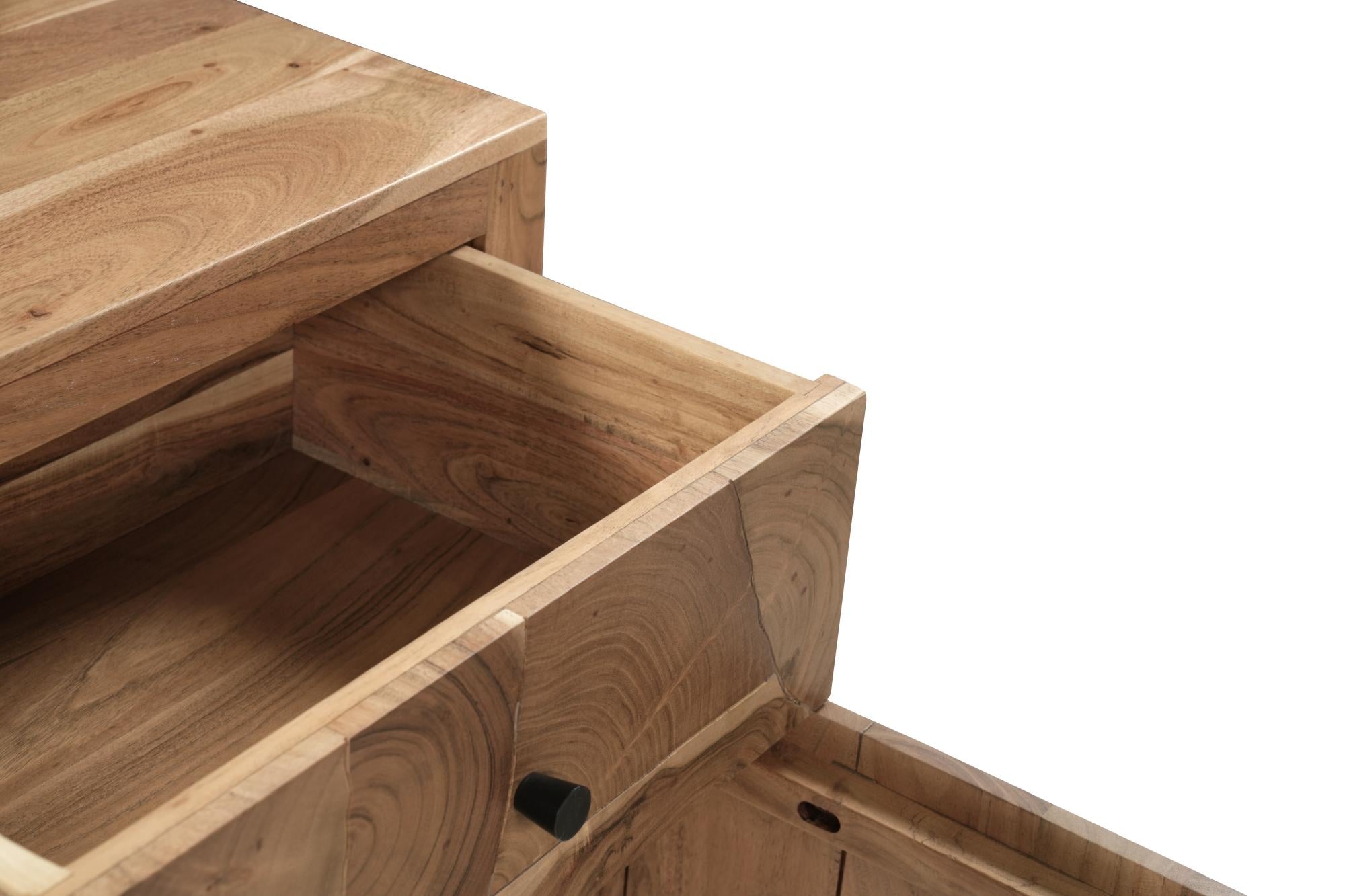 24" Natural Solid Wood Square Live Edge One Drawer Nightstand Homeroots Bed & Bath