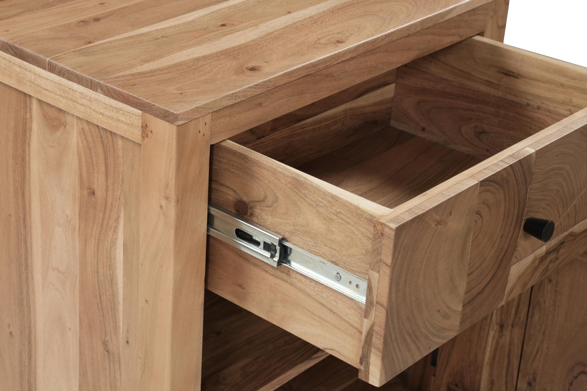 24" Natural Solid Wood Square Live Edge One Drawer Nightstand Homeroots Bed & Bath